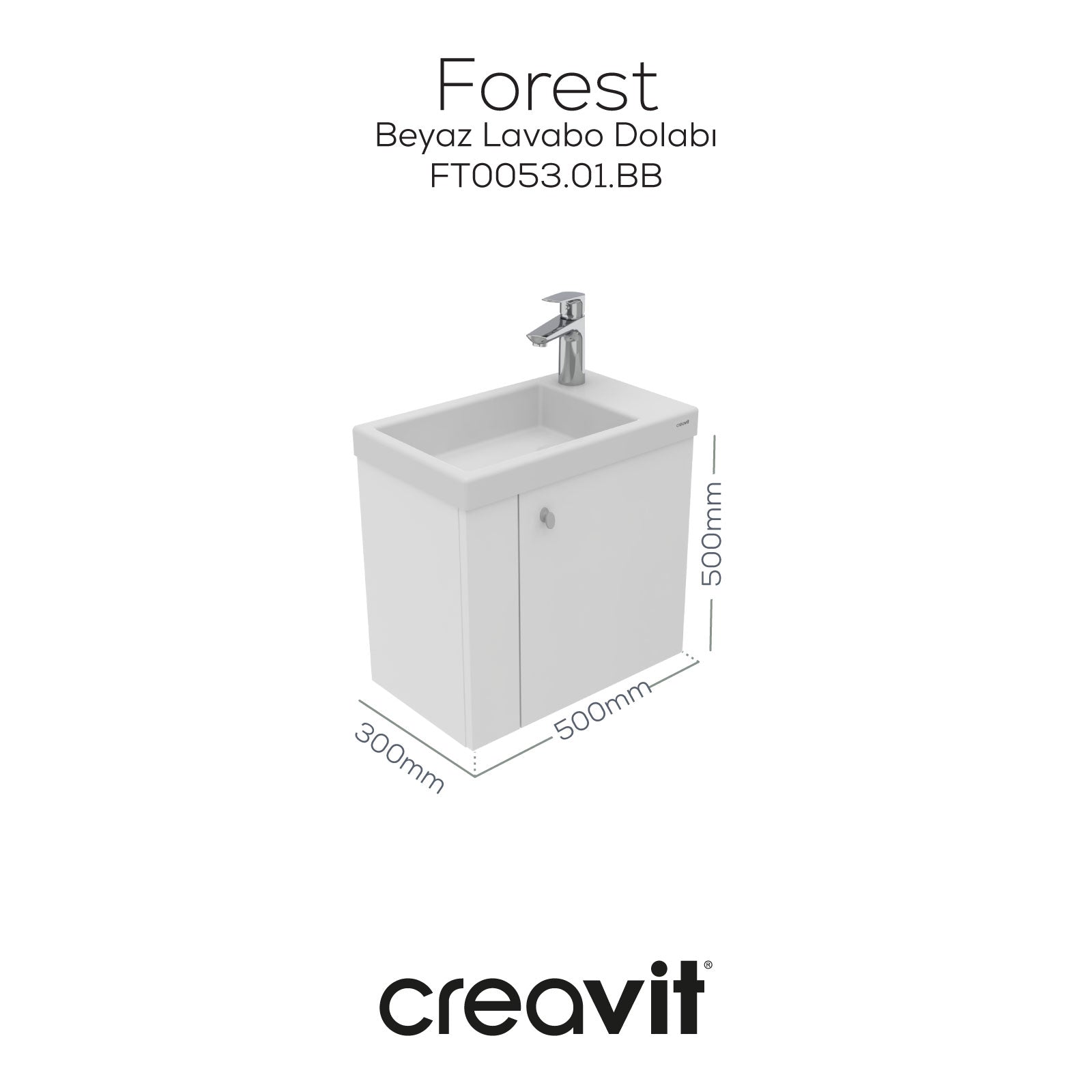 Forest Lavabo Dolabı 50 cm Beyaz