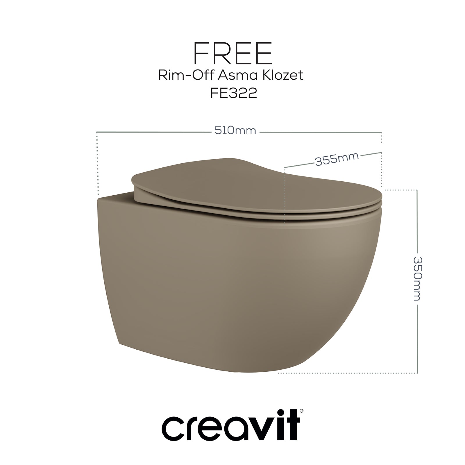 Free Rim-Off Wall Hung WC Mat Cappuccino