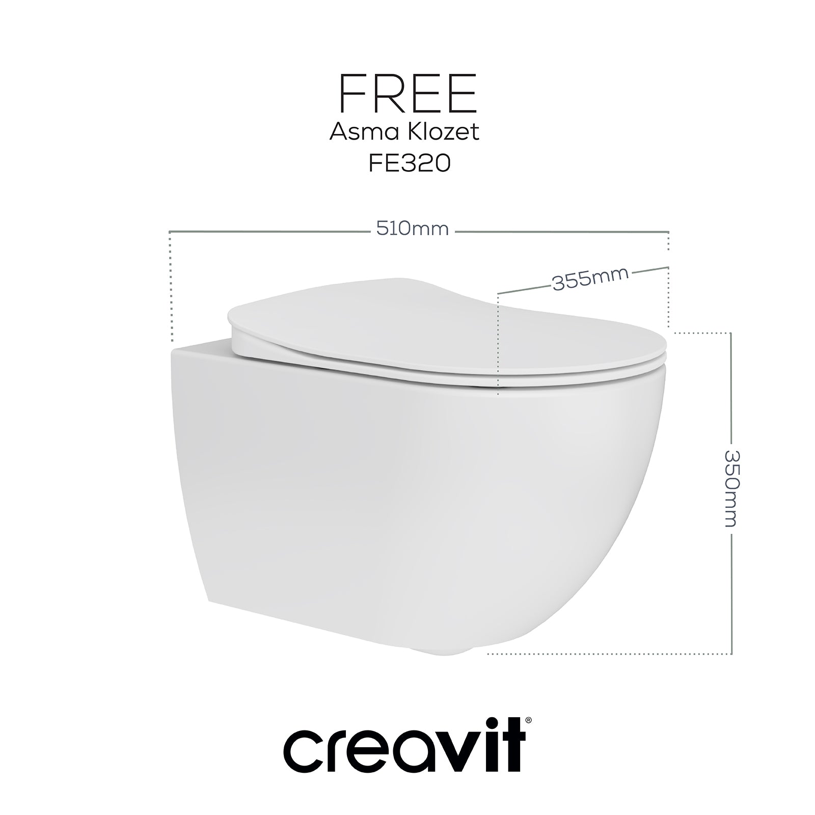 Free Wall-Hung WC + Thermoplast Slow-Close WC Seat White - Set