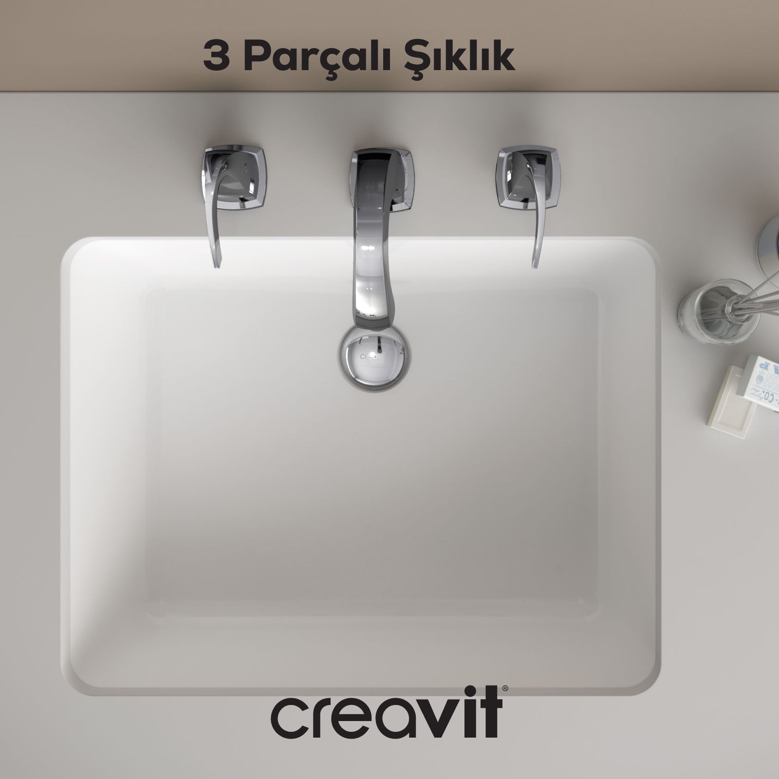 Giza Lavabo Armatürü Krom 3 Delikli Sifonlu