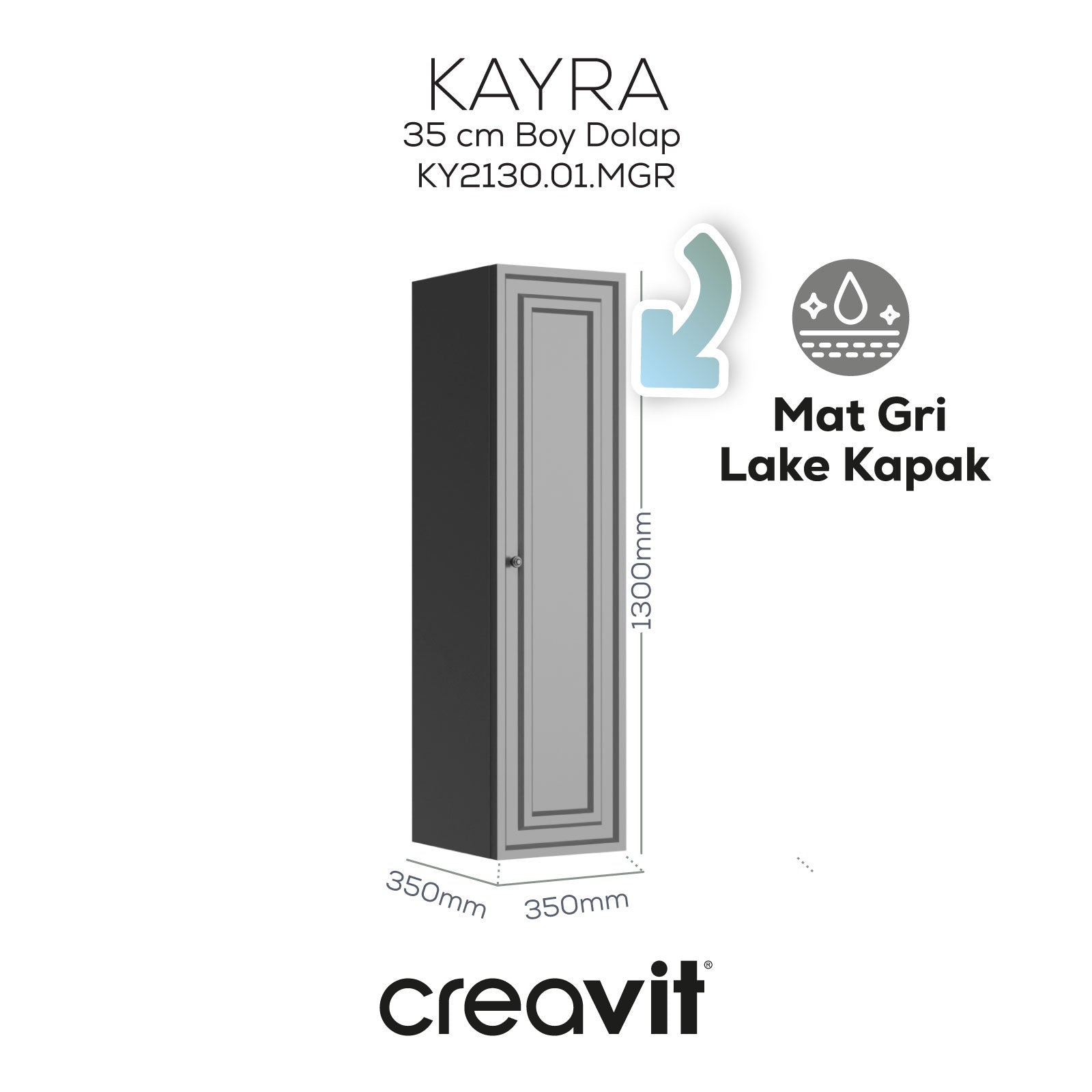 Kayra Tall Cabinet 130cm Matt Gray