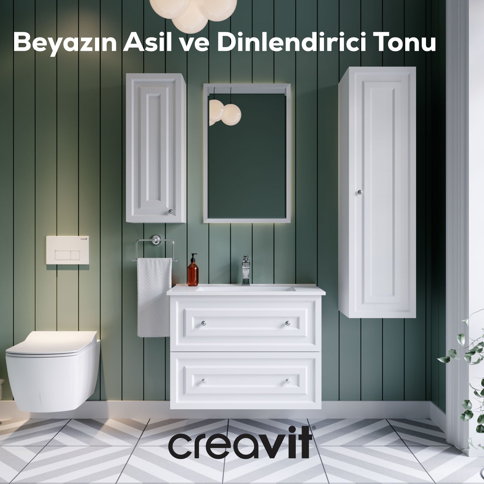 Kayra Lavabo Dolabı Çekmeceli 80cm Mat Beyaz