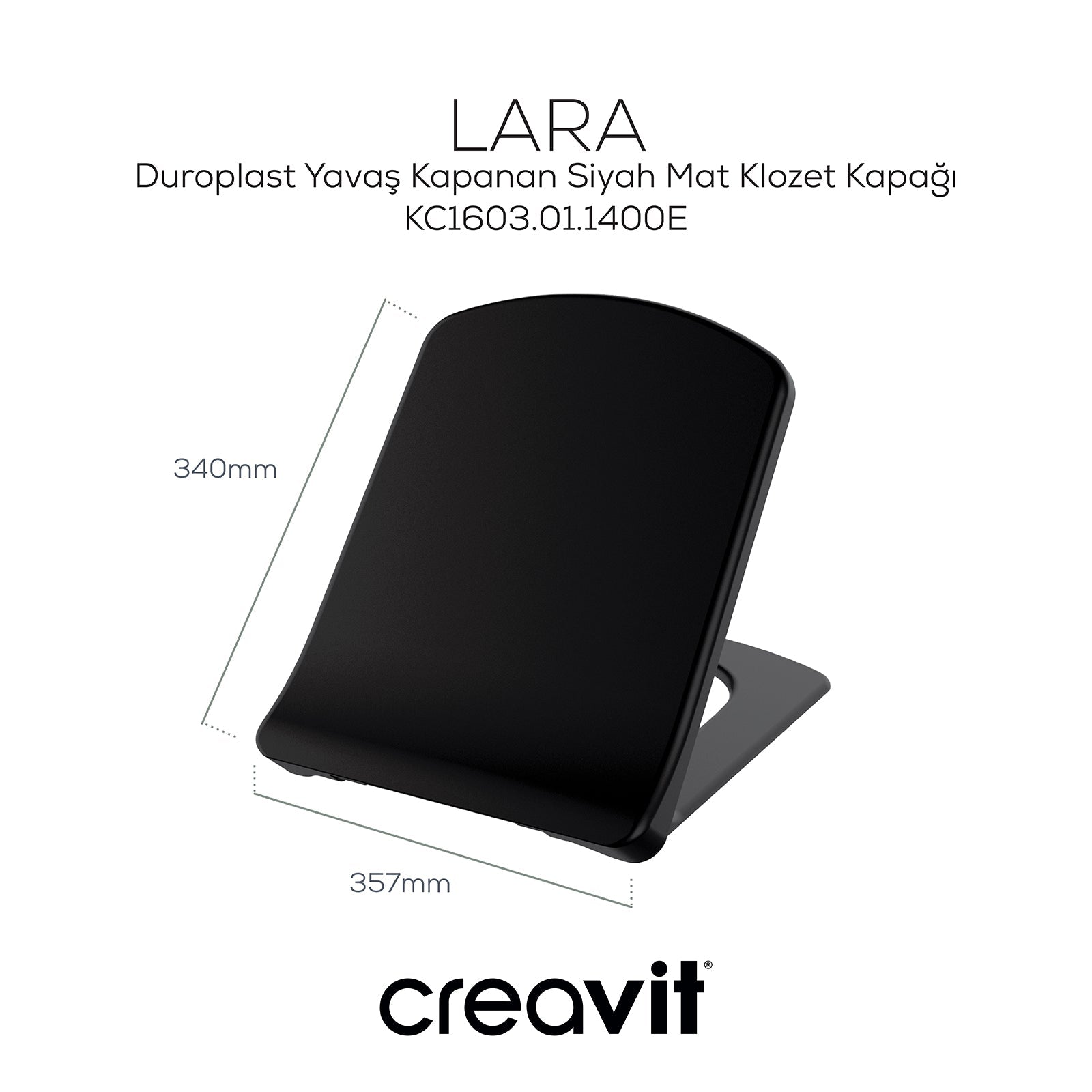 Lara Duroplast Soft Close Toilet Seat Matte Black