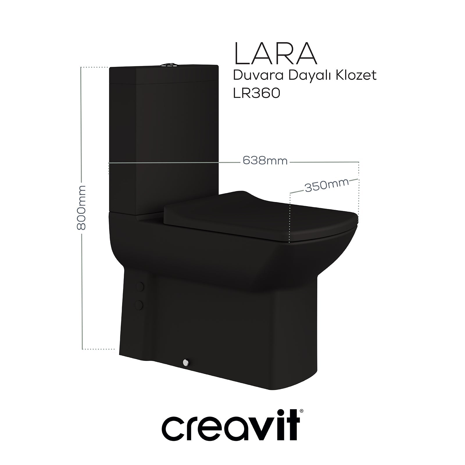 Lara Duvara Dayalı Klozet Siyah Mat