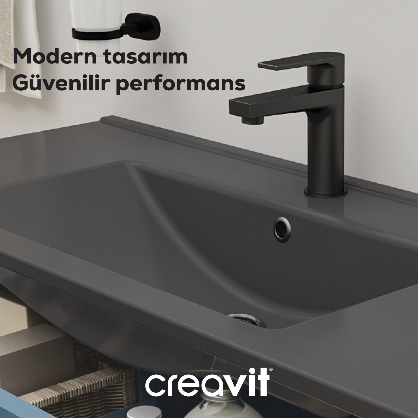 Lavabo Sifon Başlığı Seramik Üst Takım Taşmasız Siyah