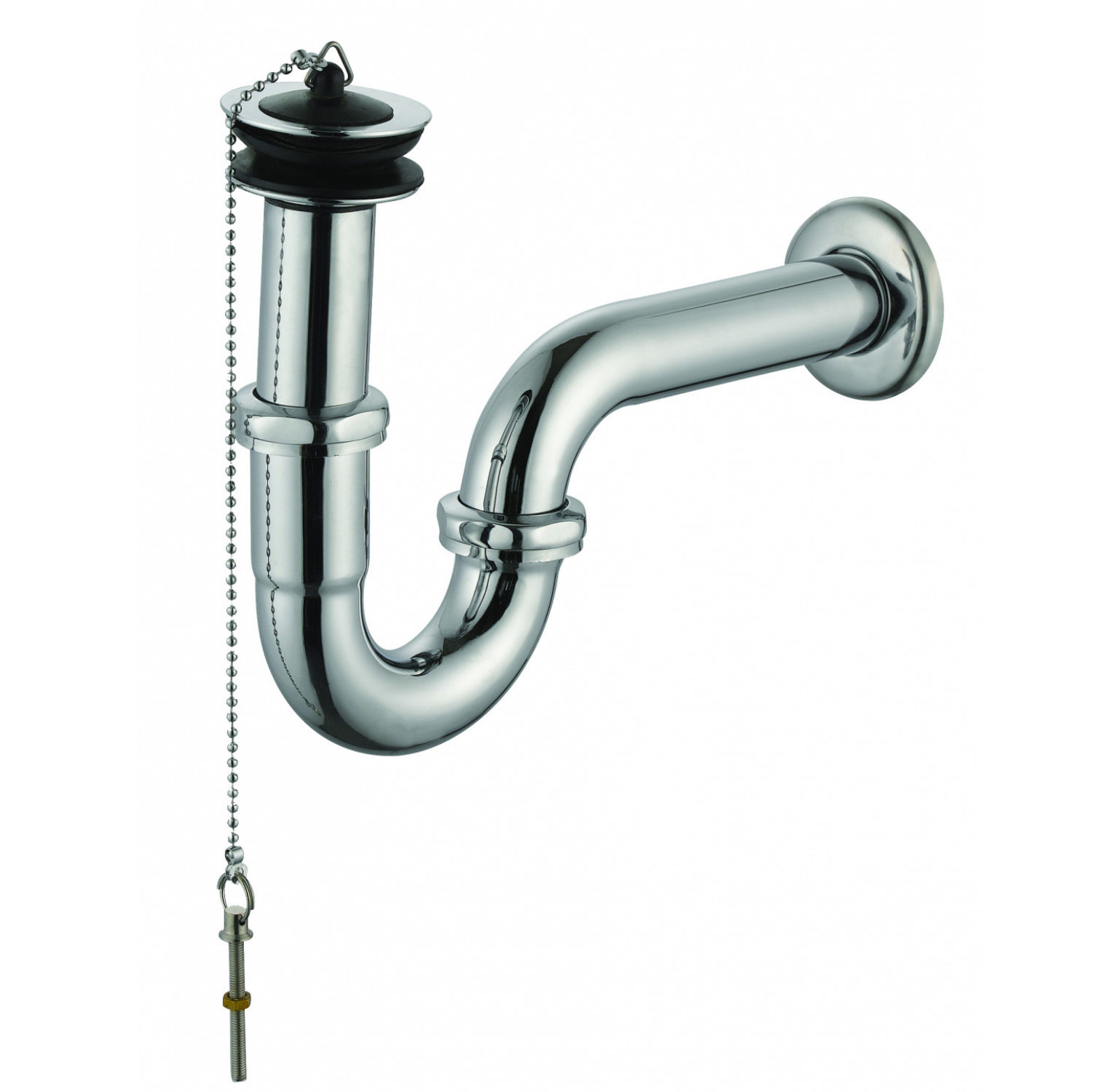 Sink Siphon 33 cm With Strainer Chrome