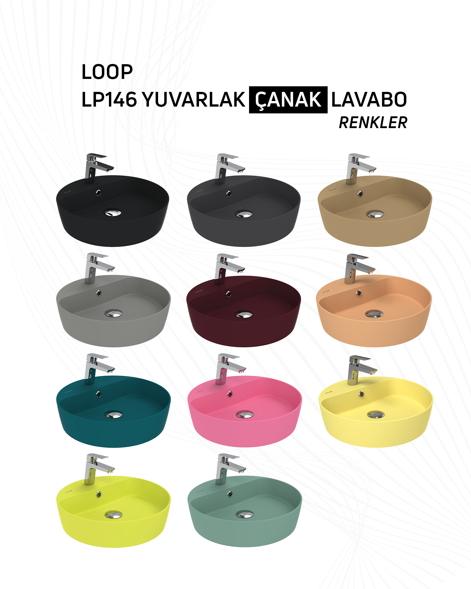 Loop 45cm Masa Üstü Çanak Lavabo Extra Mat Cappuccino