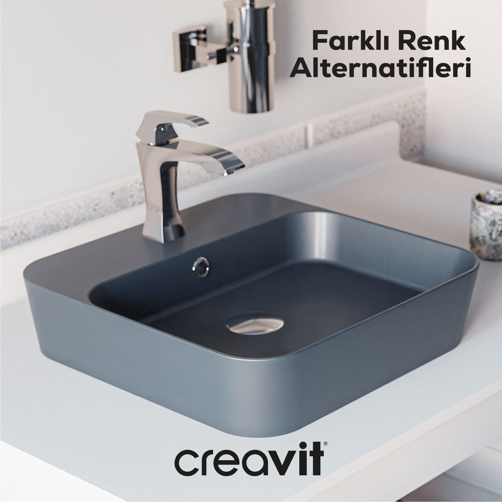 Loop Kare Çanak Lavabo 45 cm Beyaz