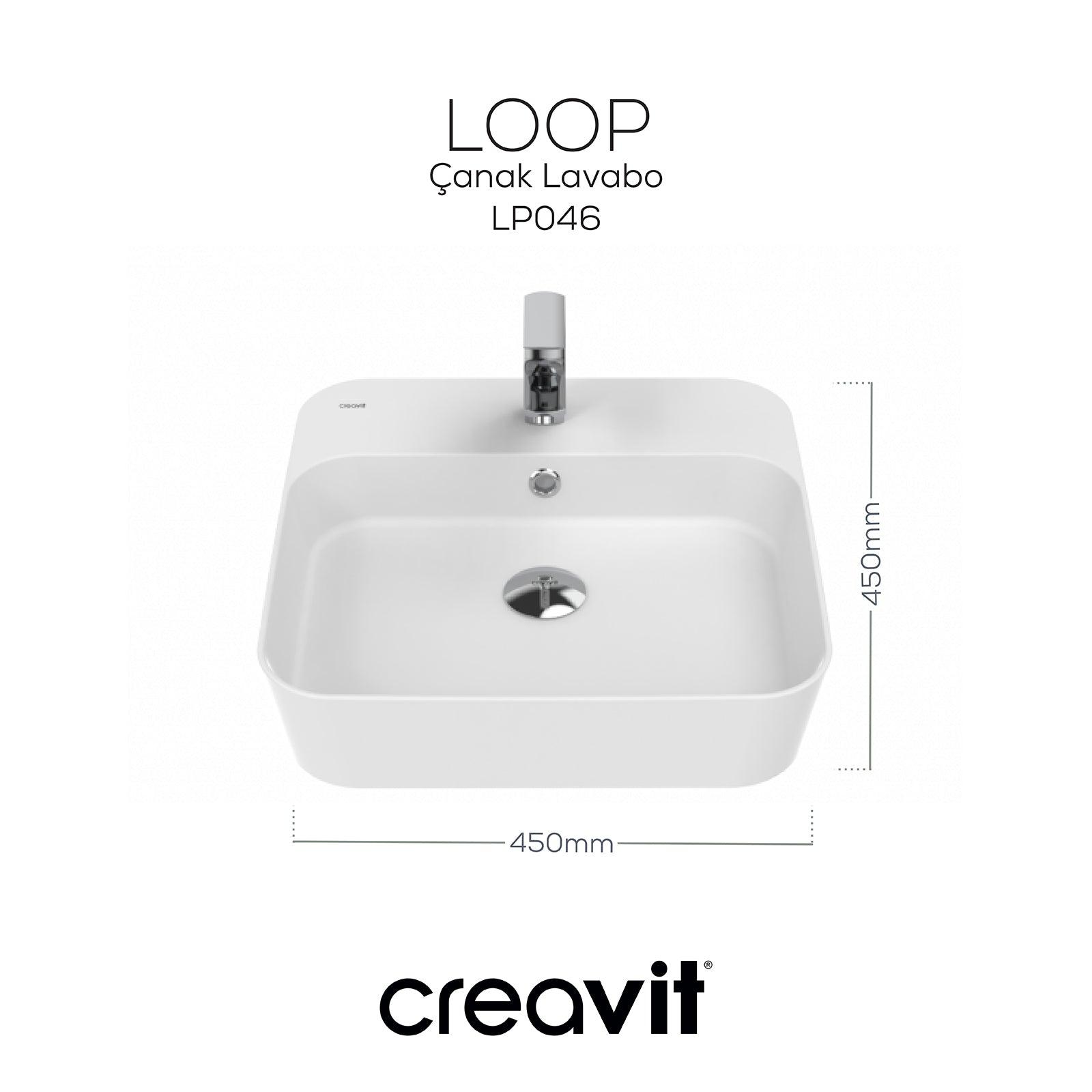 Loop Kare Çanak Lavabo 45 cm Beyaz