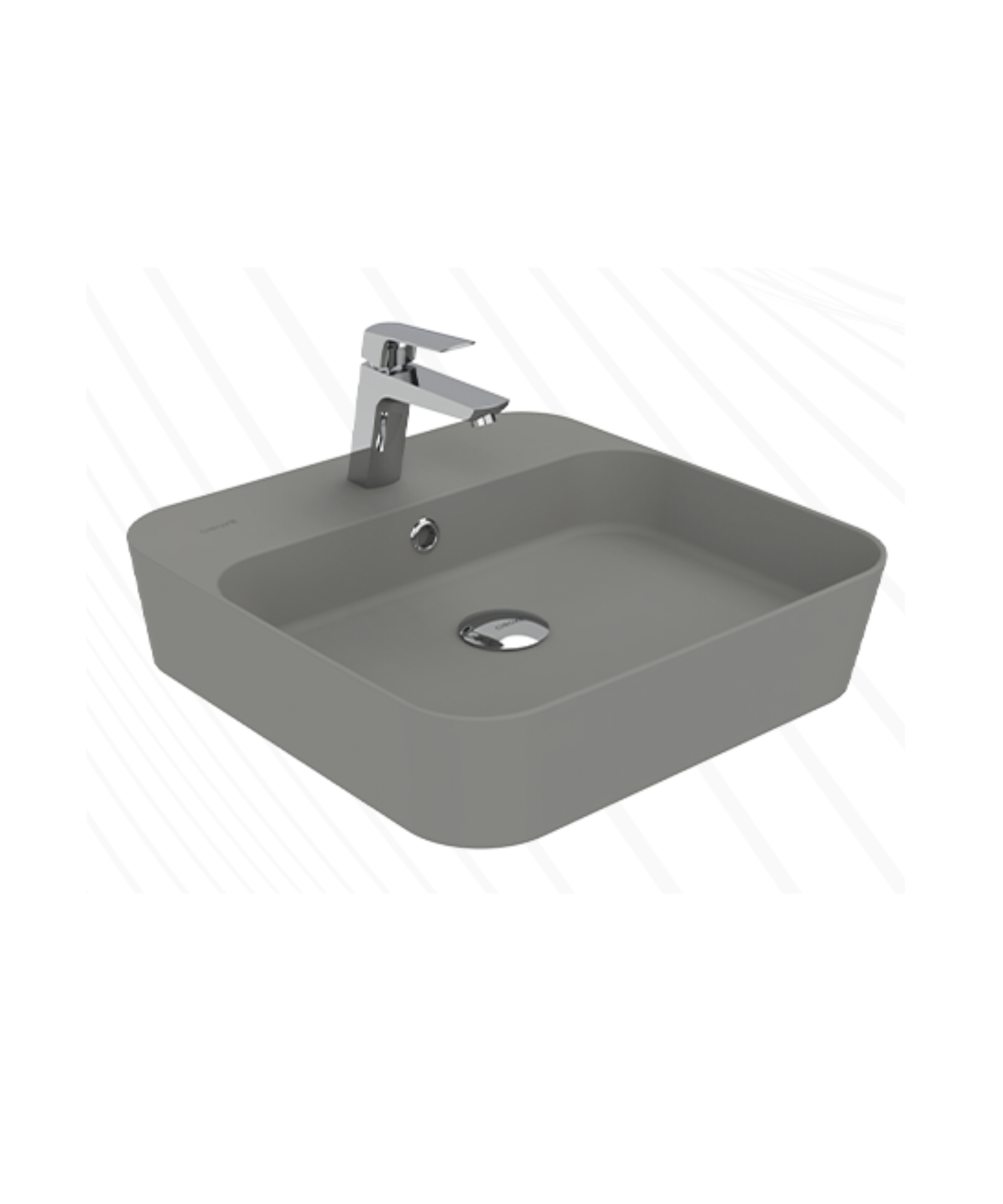 Loop Kare Masa Üstü İnce Çanak Lavabo 45 cm Extra Cool Grey
