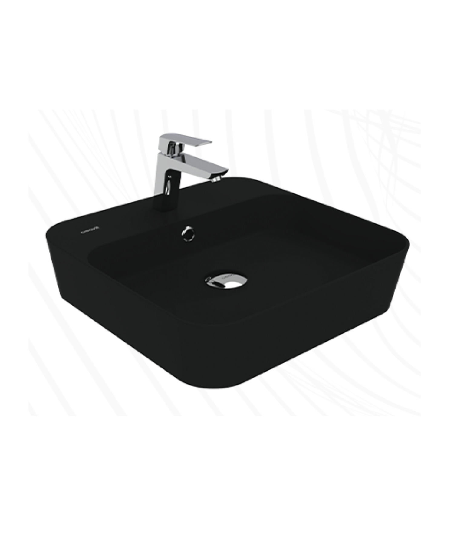 Loop Kare Masa Üstü İnce Çanak Lavabo 45 cm Extra Kömür Karası