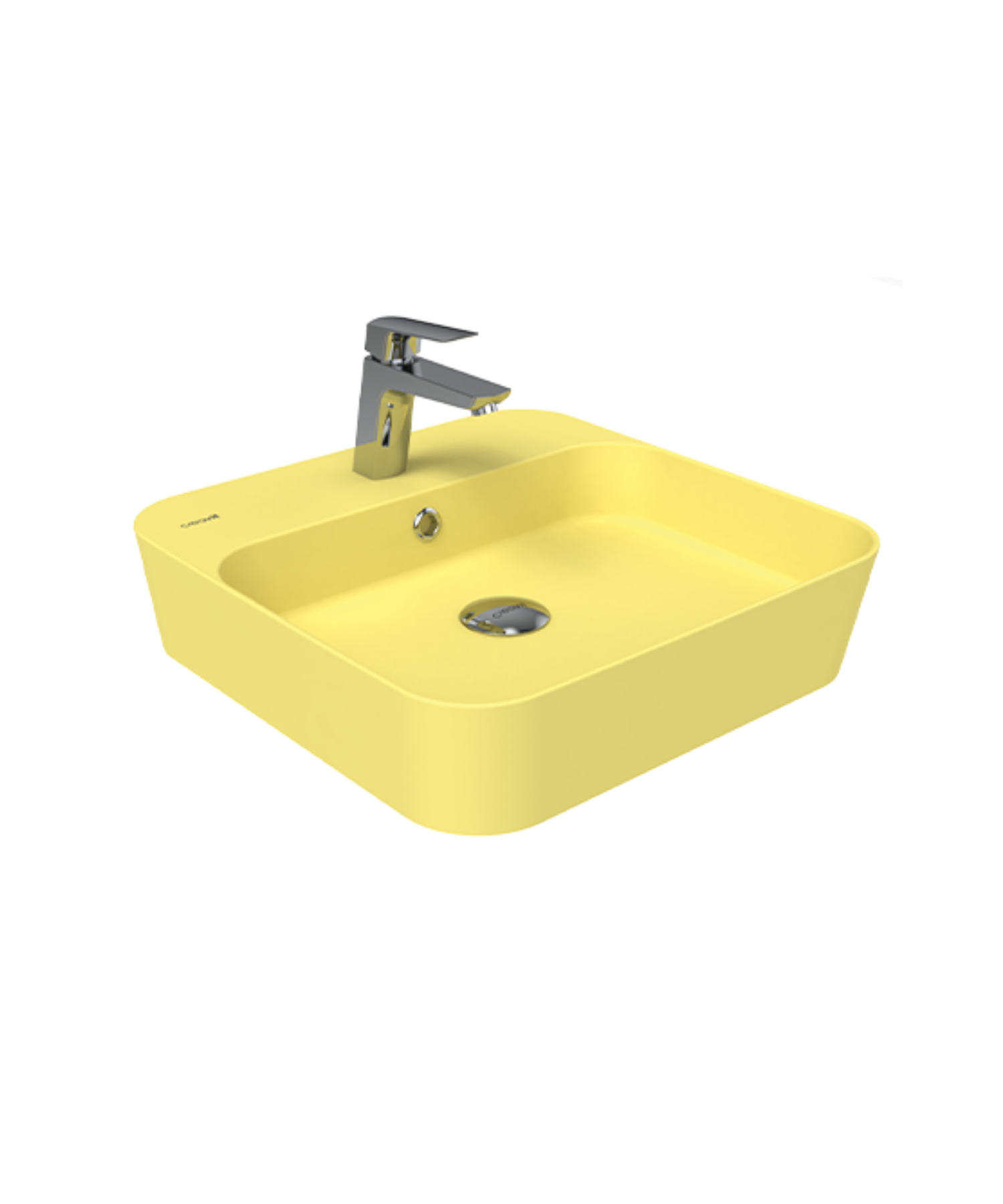 Loop Kare Masa Üstü İnce Çanak Lavabo 45 cm Extra Limon Çiçeği