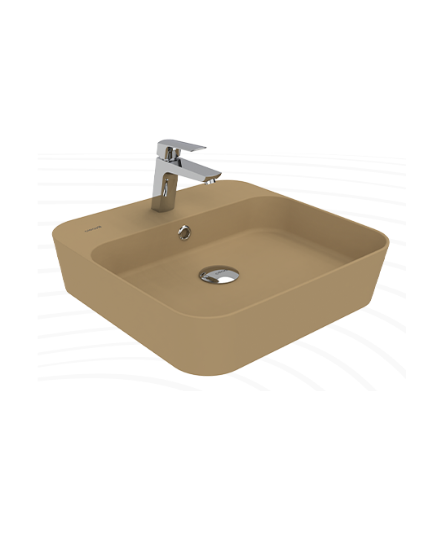 Loop Kare Masa Üstü İnce Çanak Lavabo 45 cm Extra Mat Cappuccino