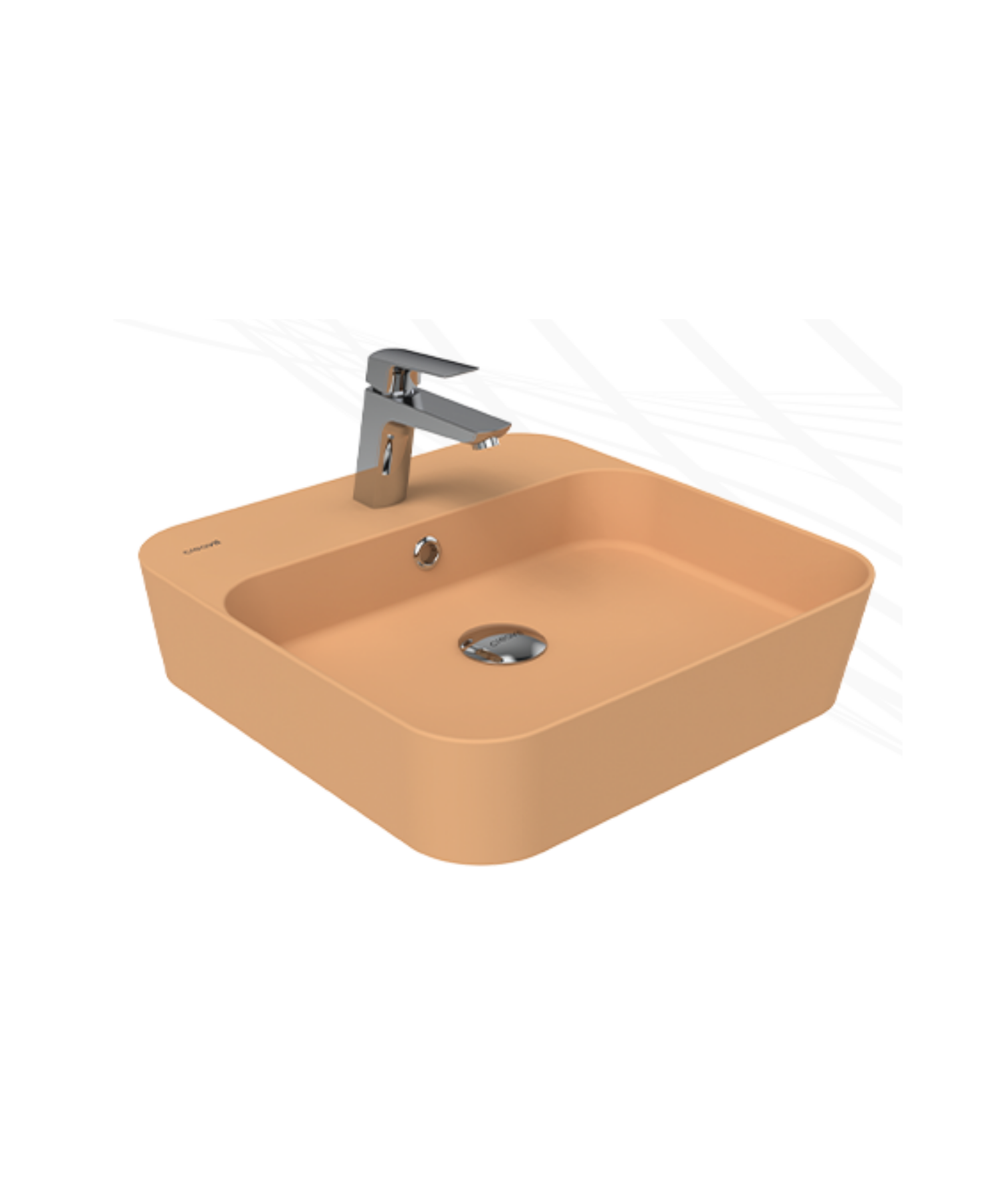 Loop Square Tabletop Thin Bowl Sink 45 cm Extra Peach Fuzz