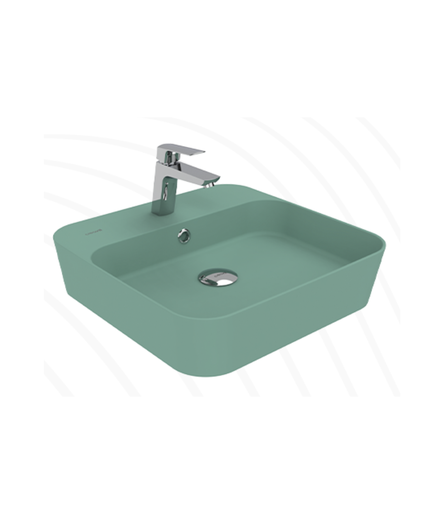Loop Square Tabletop Thin Bowl Sink 45 cm Nile Green