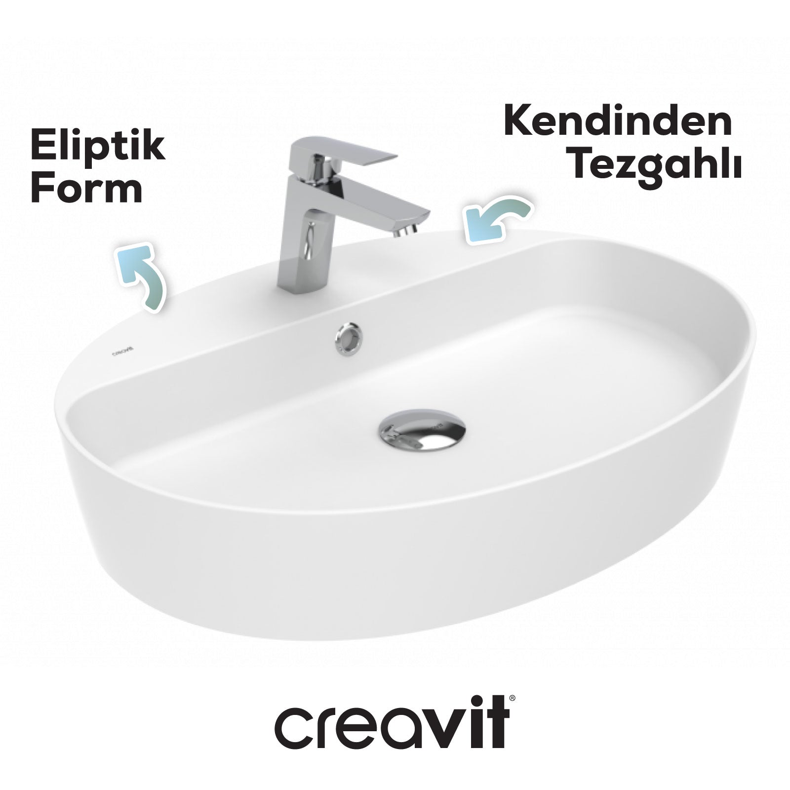 Loop Oval Bowl Sink 40x60 cm White