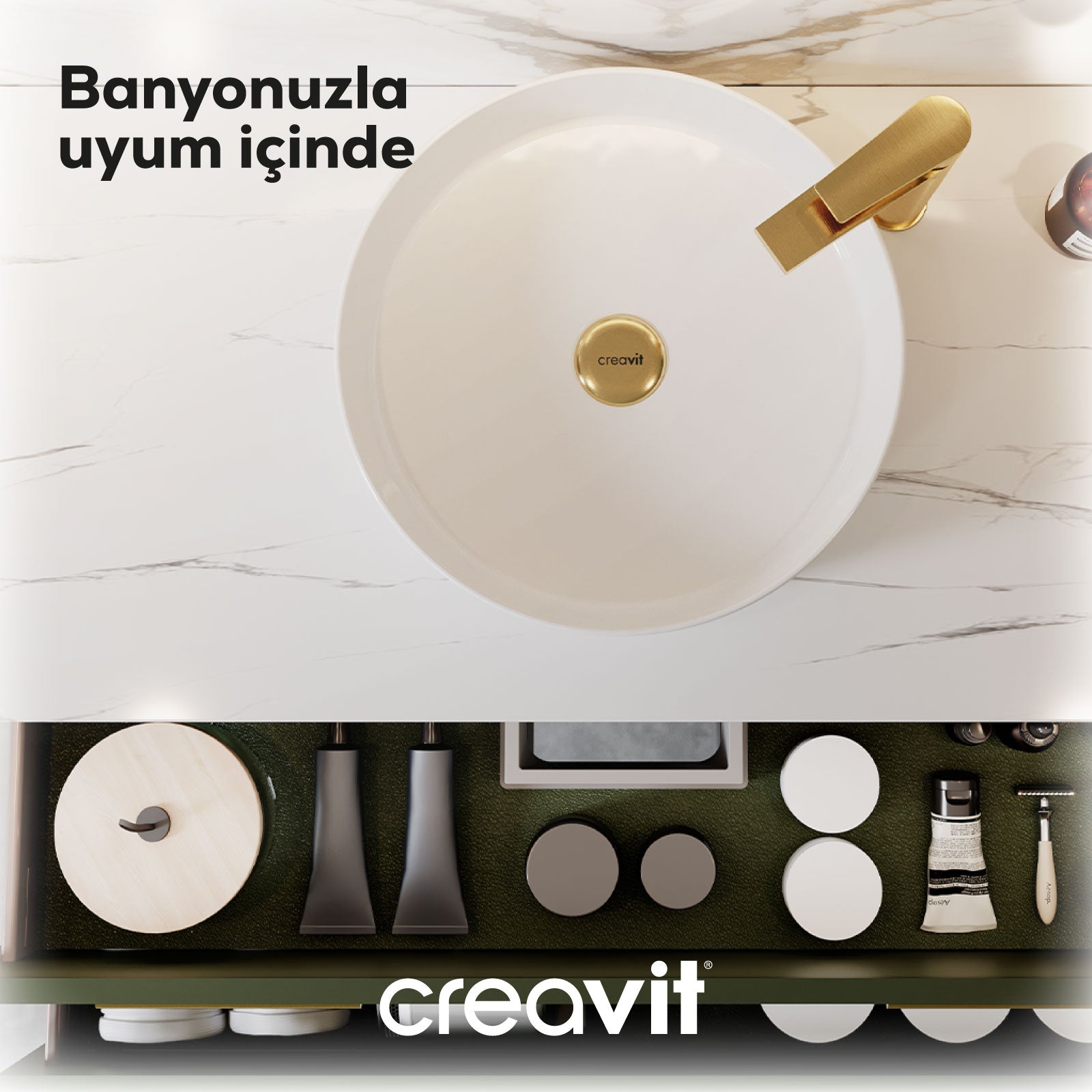 Loop Round Bowl Sink Ø45 cm White