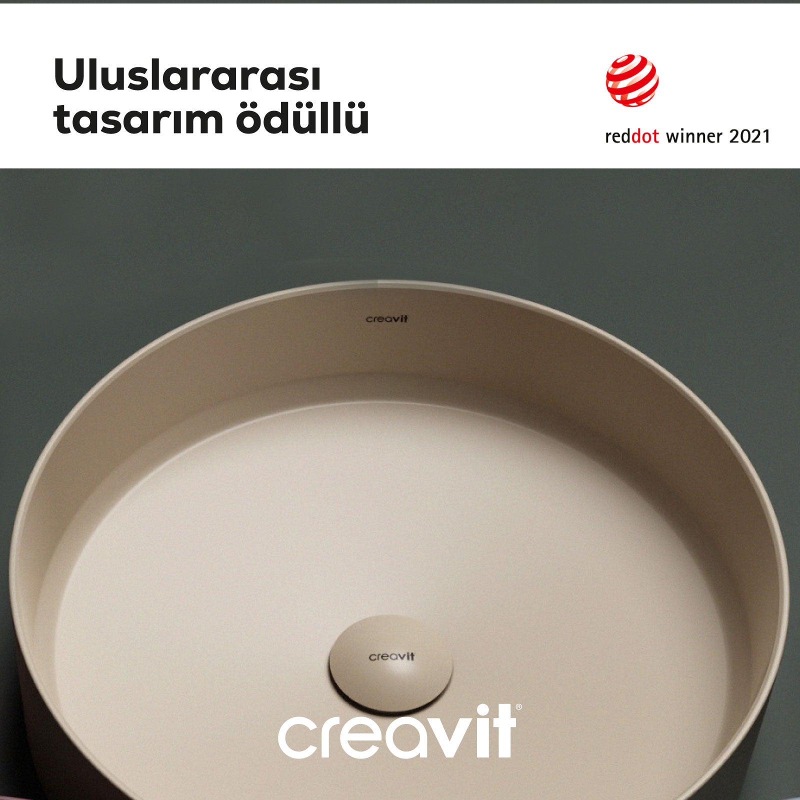 Loop Yuvarlak Çanak Lavabo Ø45 cm Mat Cappuccino