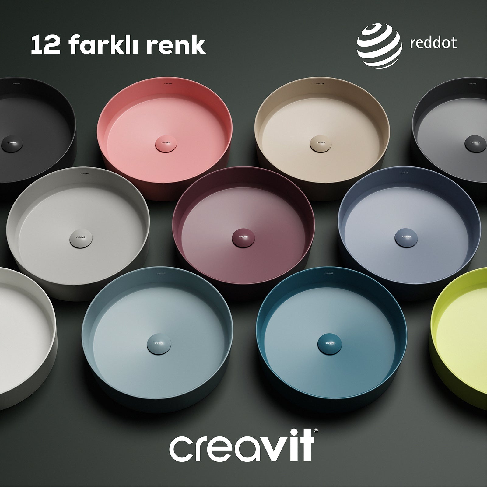 Loop Yuvarlak Çanak Lavabo Ø45 cm Mat Siyah