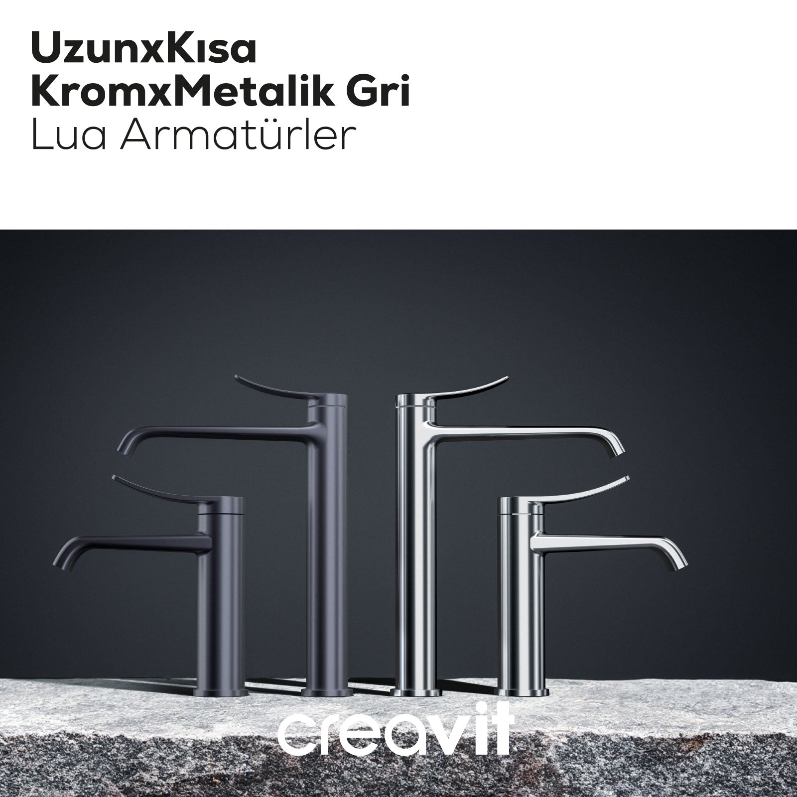 Lua Lavabo Armatürü Metalik Gri