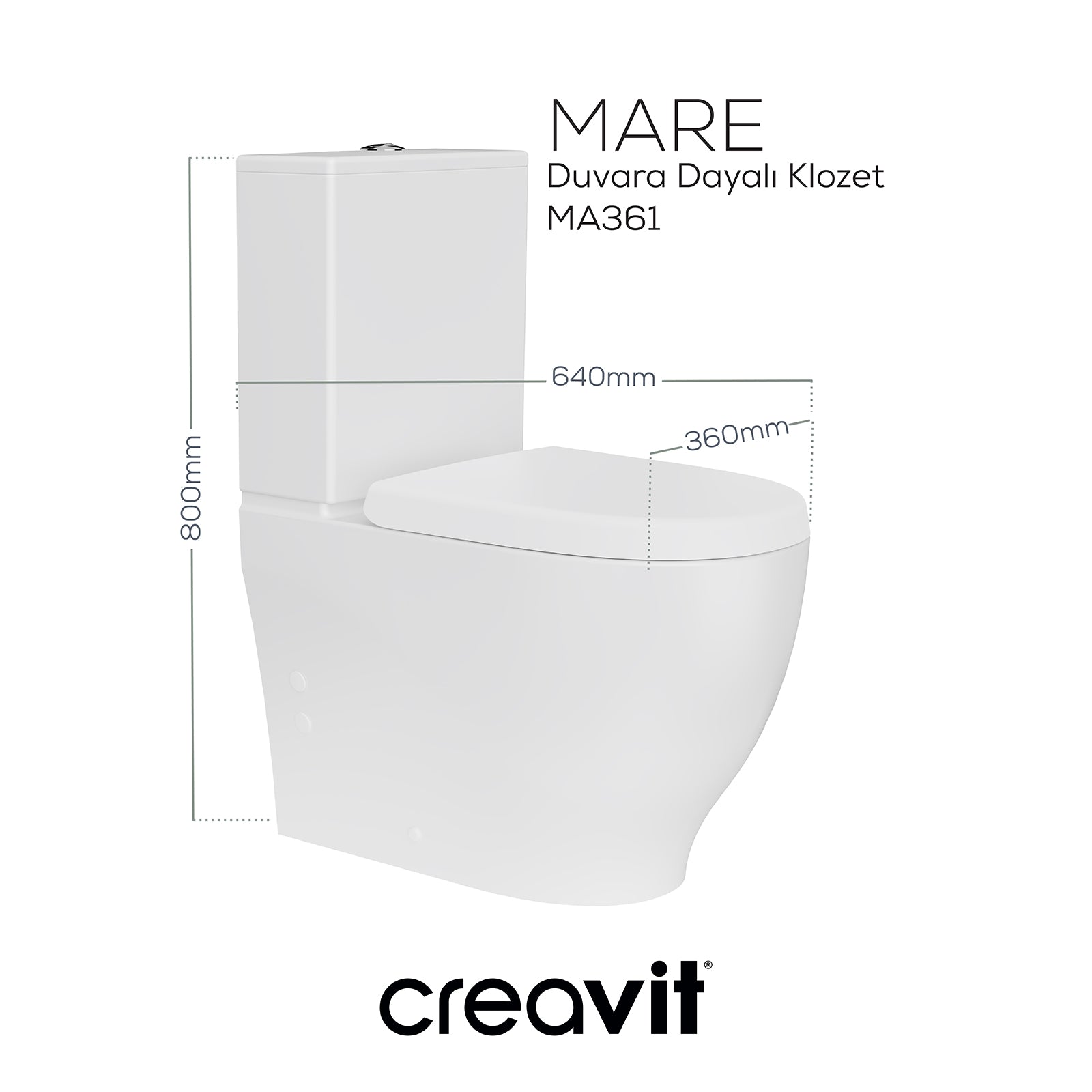 Mare Spülrandlose Toilette + Duroplast Slow Closing Toilettensitz Weiß - Set