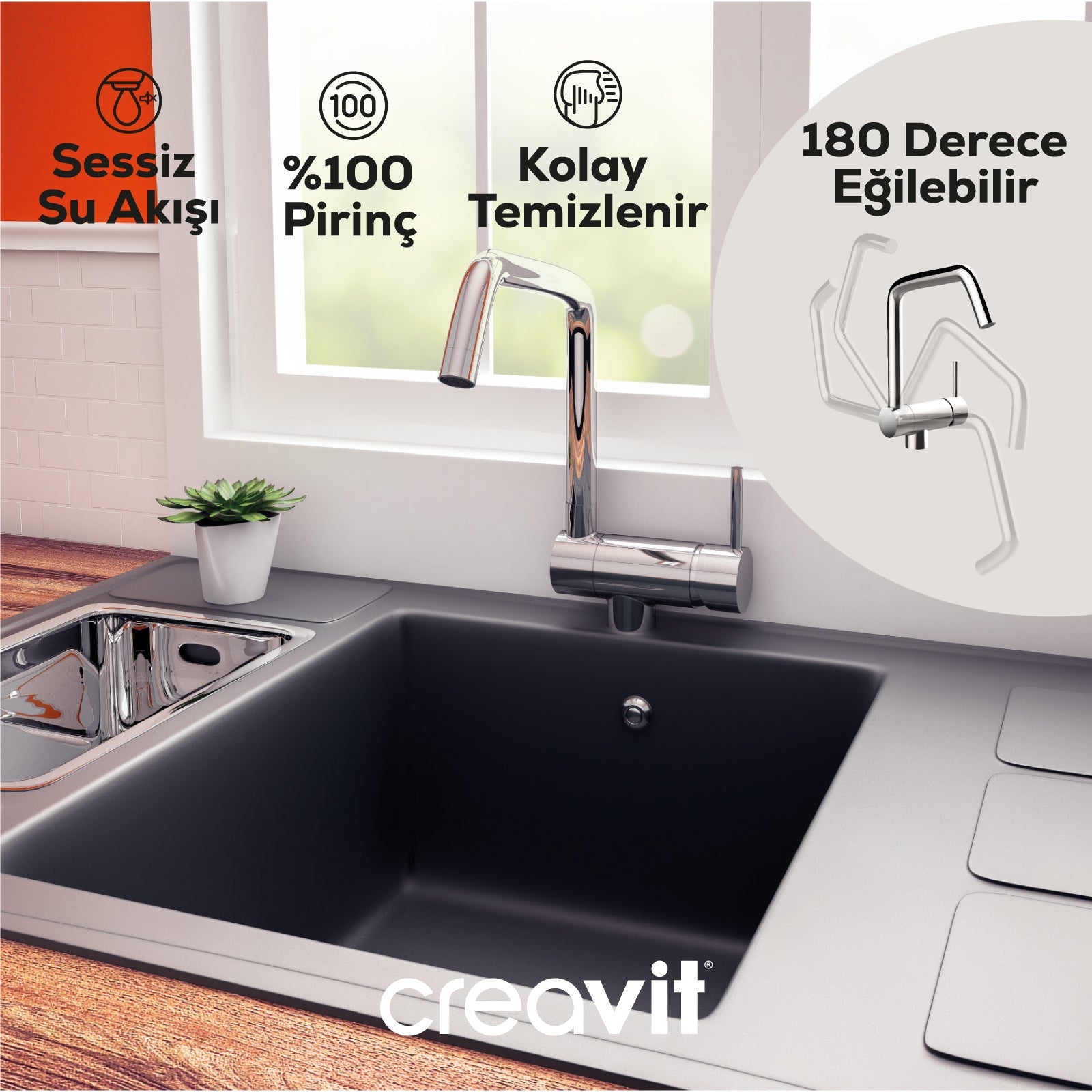 Mutfak Armatürü (Pencere Önü) Krom