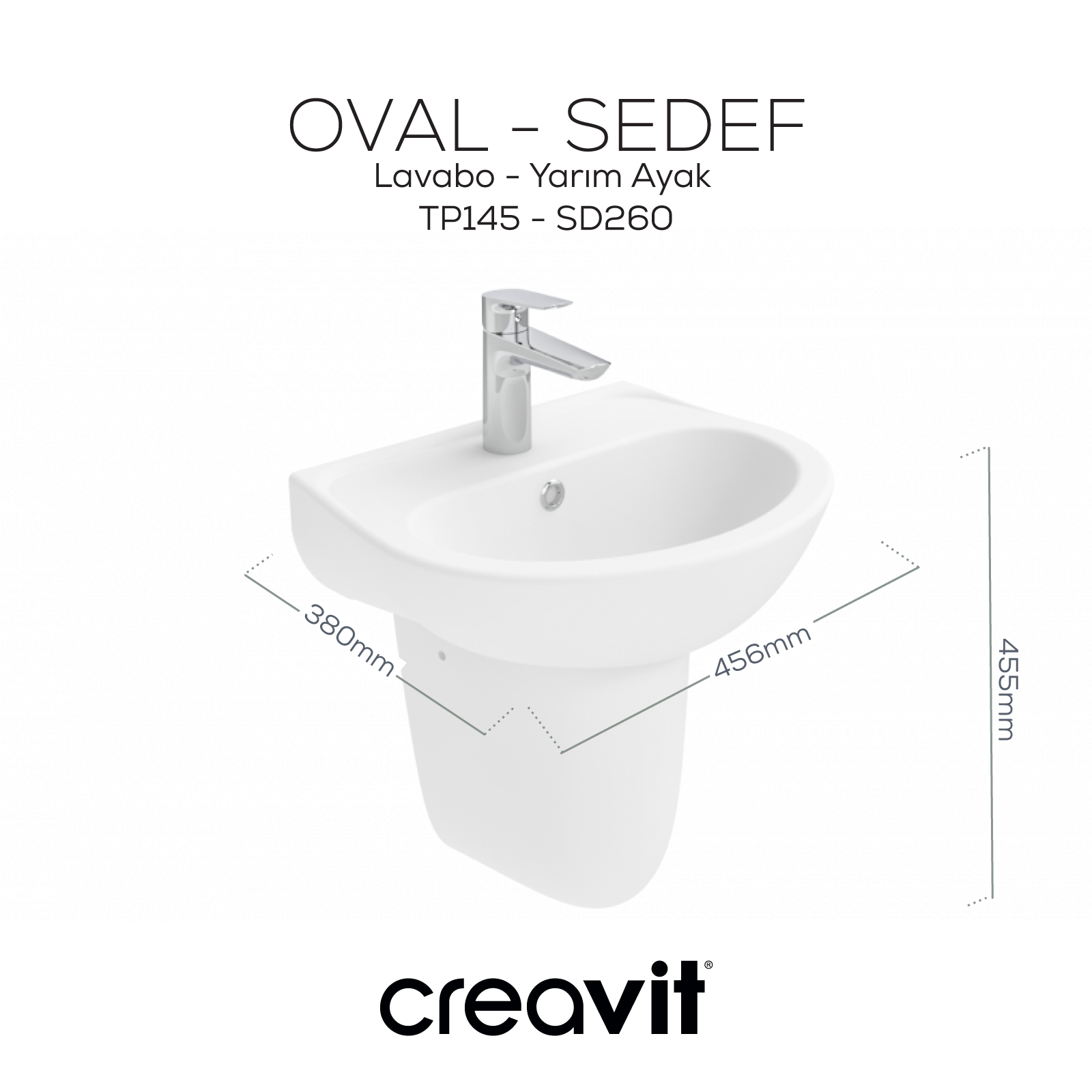 Oval Lavabo 36*45cm Duvara Dayalı Beyaz