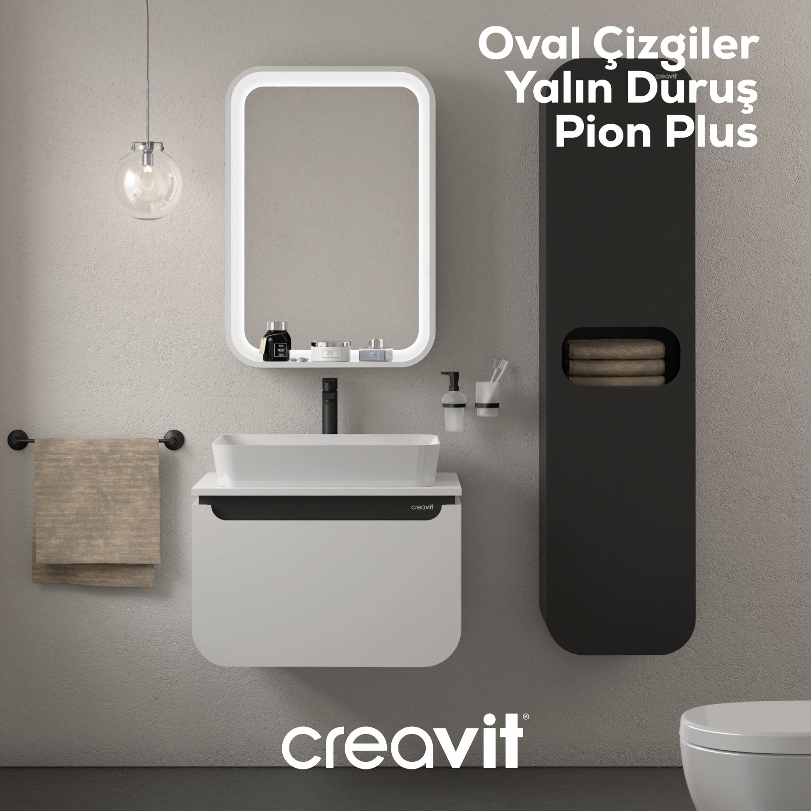 Pion Plus Washbasin Cabinet 70 cm Matte White - Anthracite
