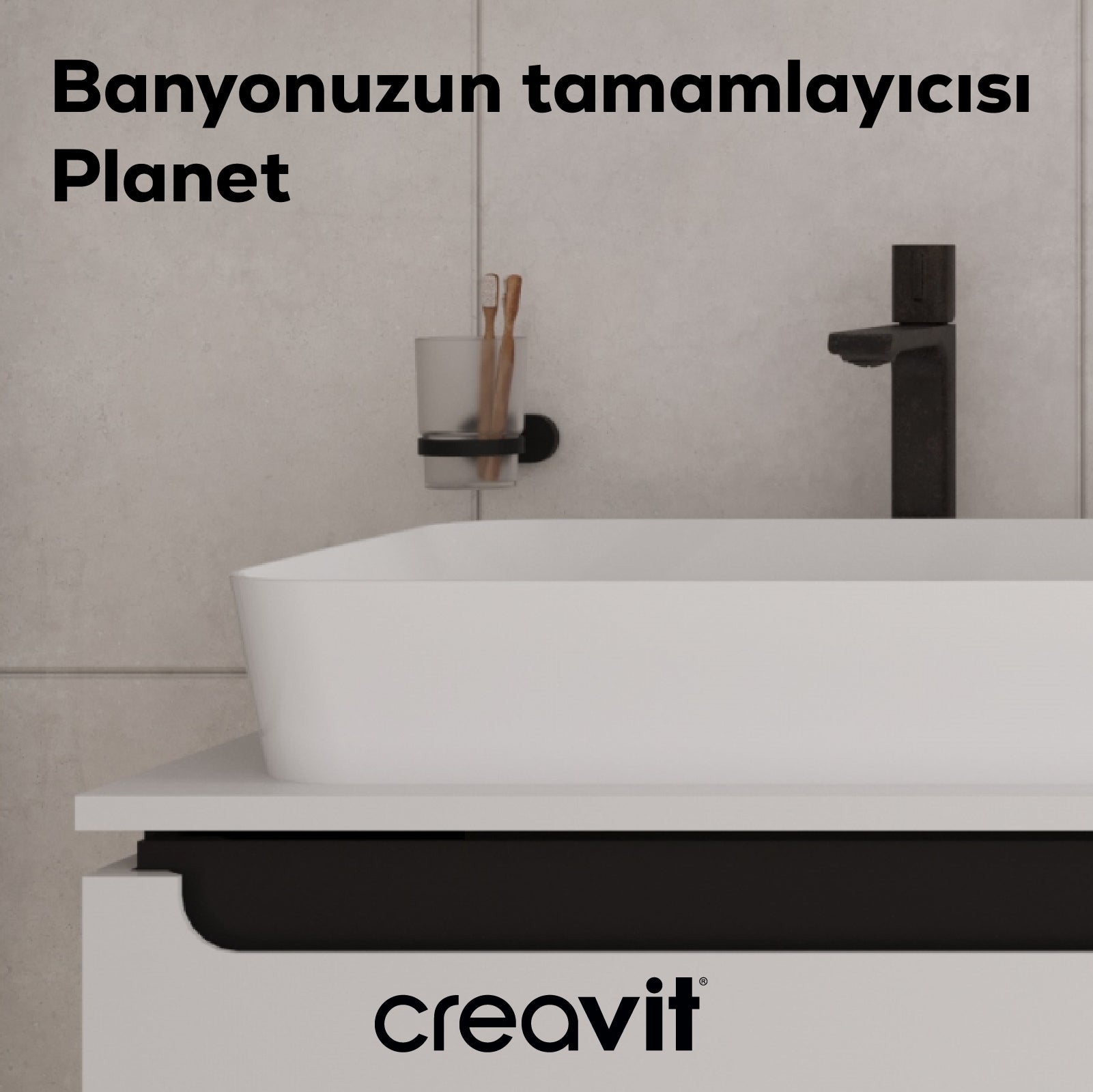 Planet Zahnbürstenhalter Mattschwarz