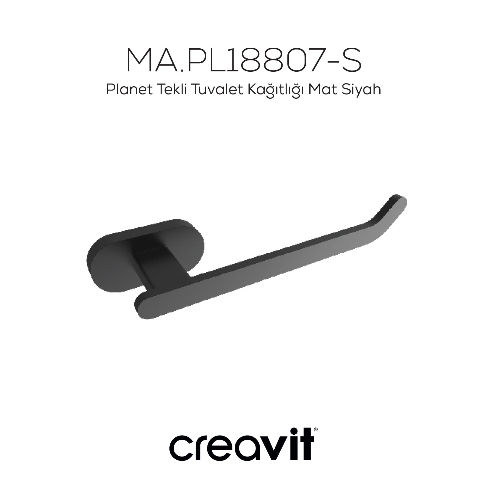 Planet Single Toilet Roll Holder Matte Black