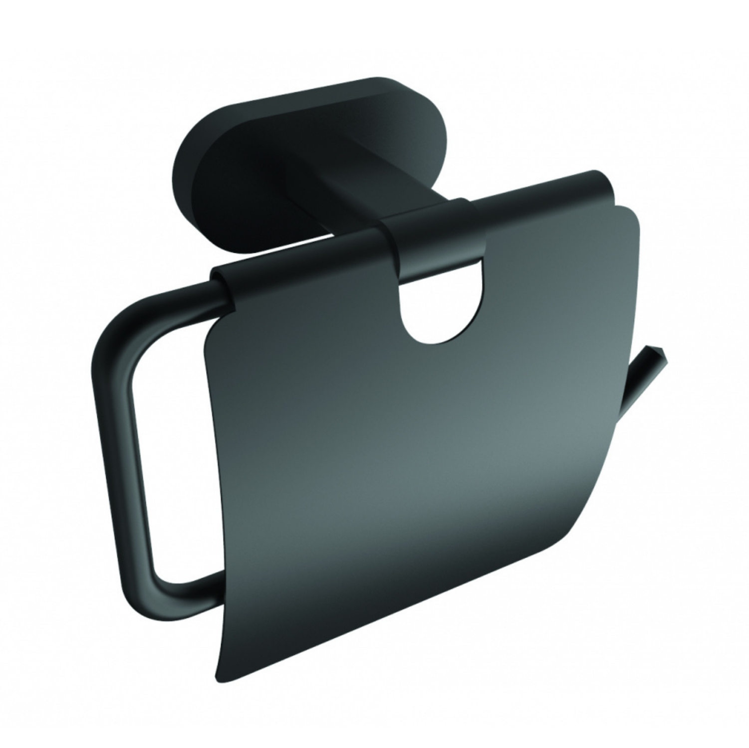 Planet Toilet Roll Holder with Lid Matte Black