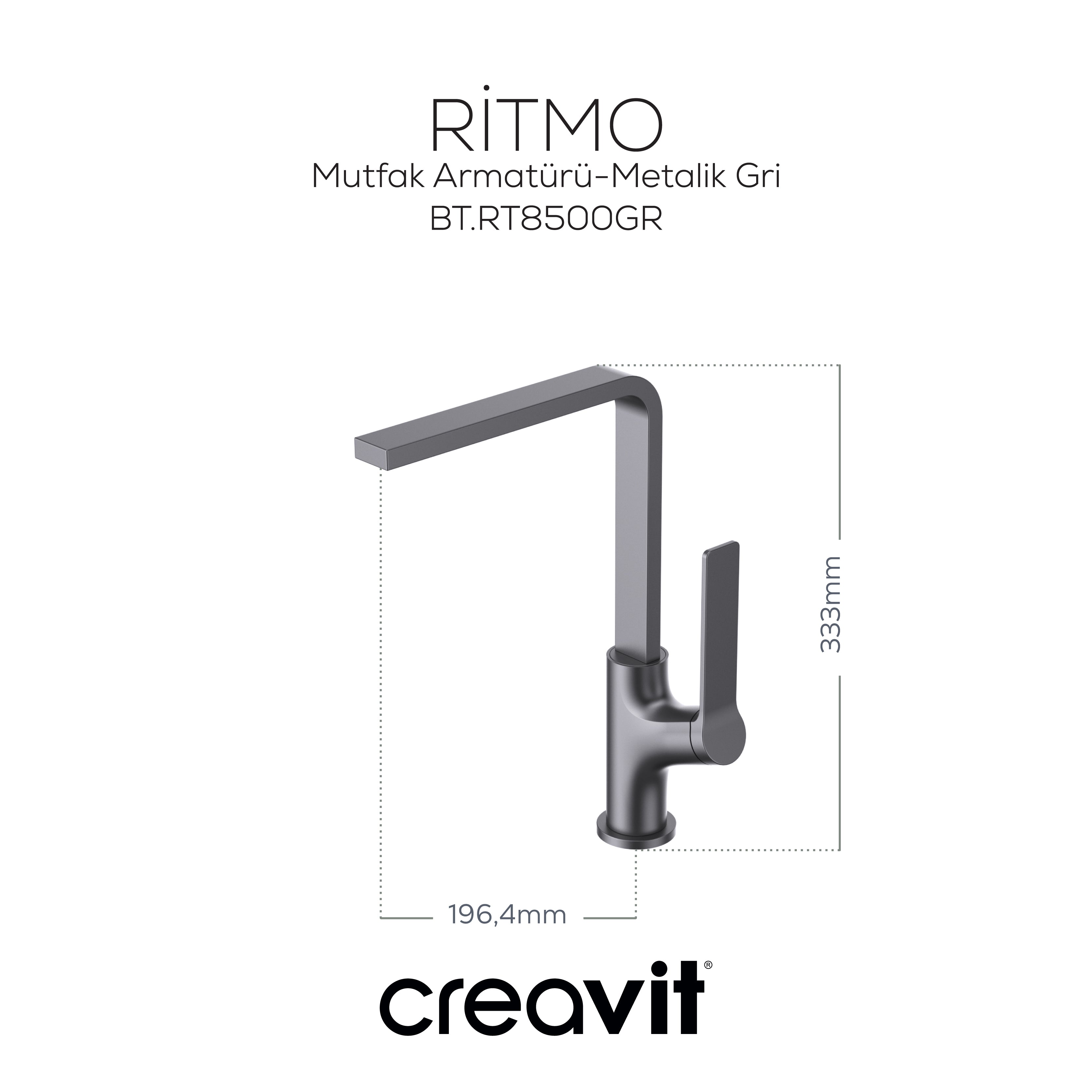 Ritmo Mutfak Armatürü Metalik Gri