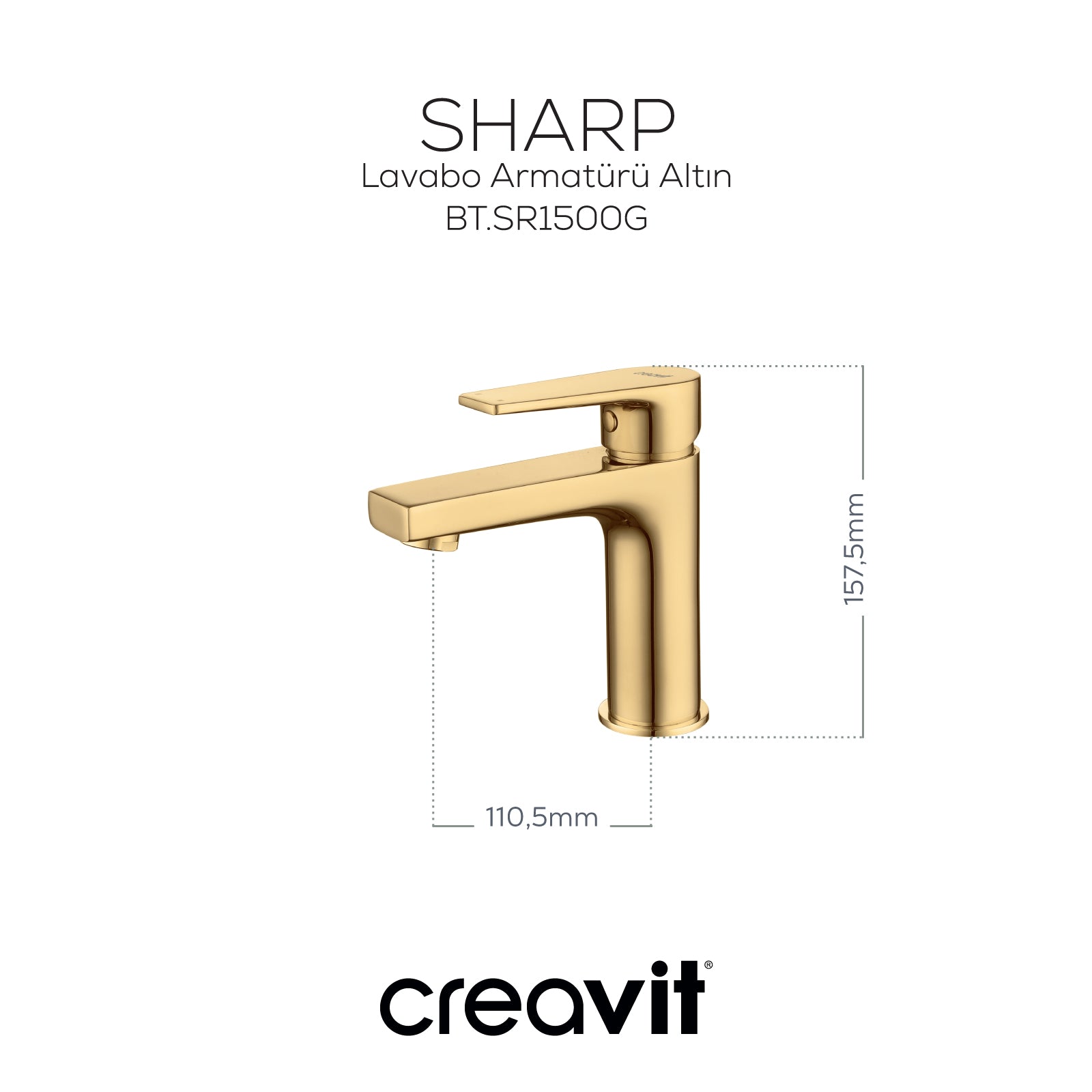 Sharp Lavabo Armatürü Altın
