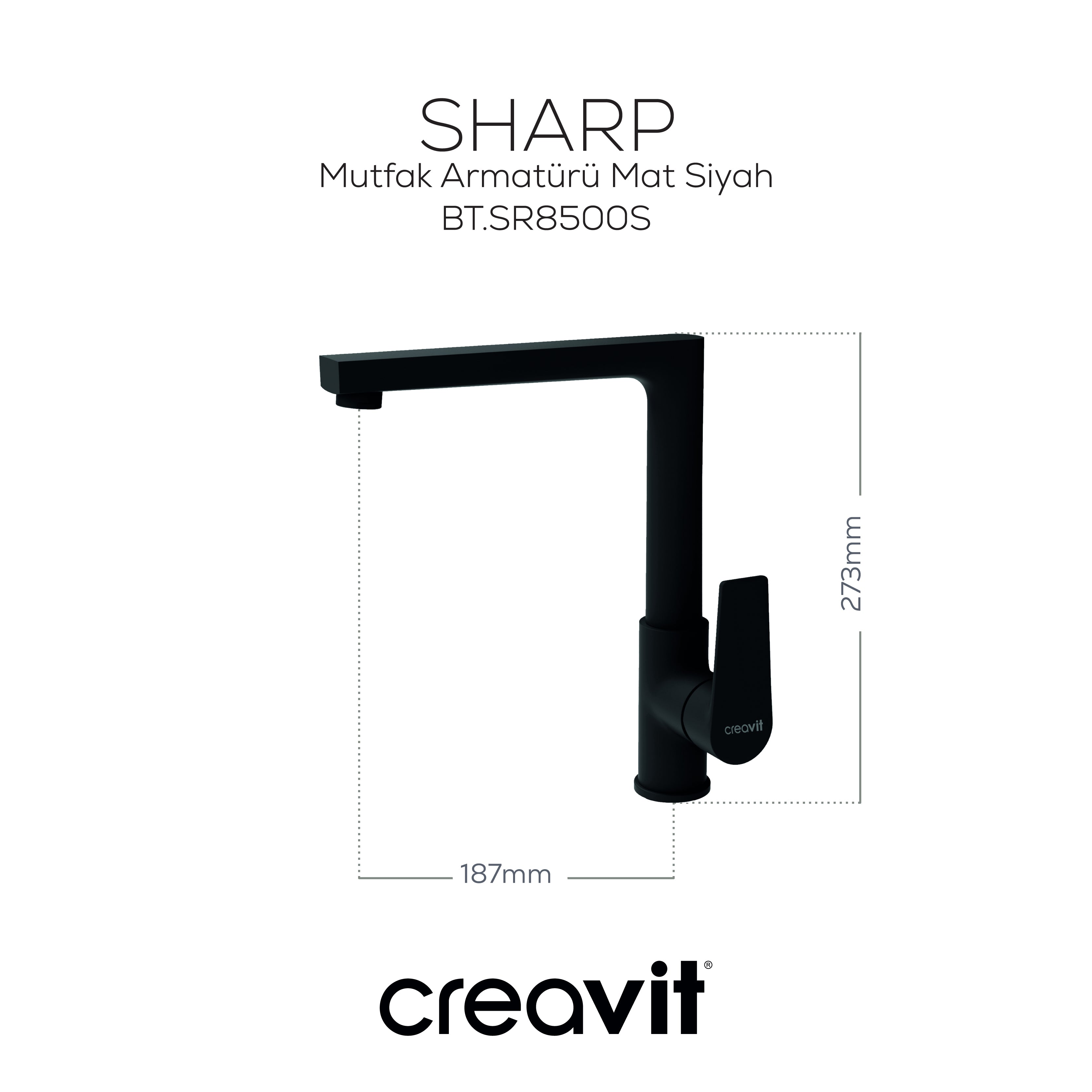 Sharp Mutfak Armatürü Mat Siyah