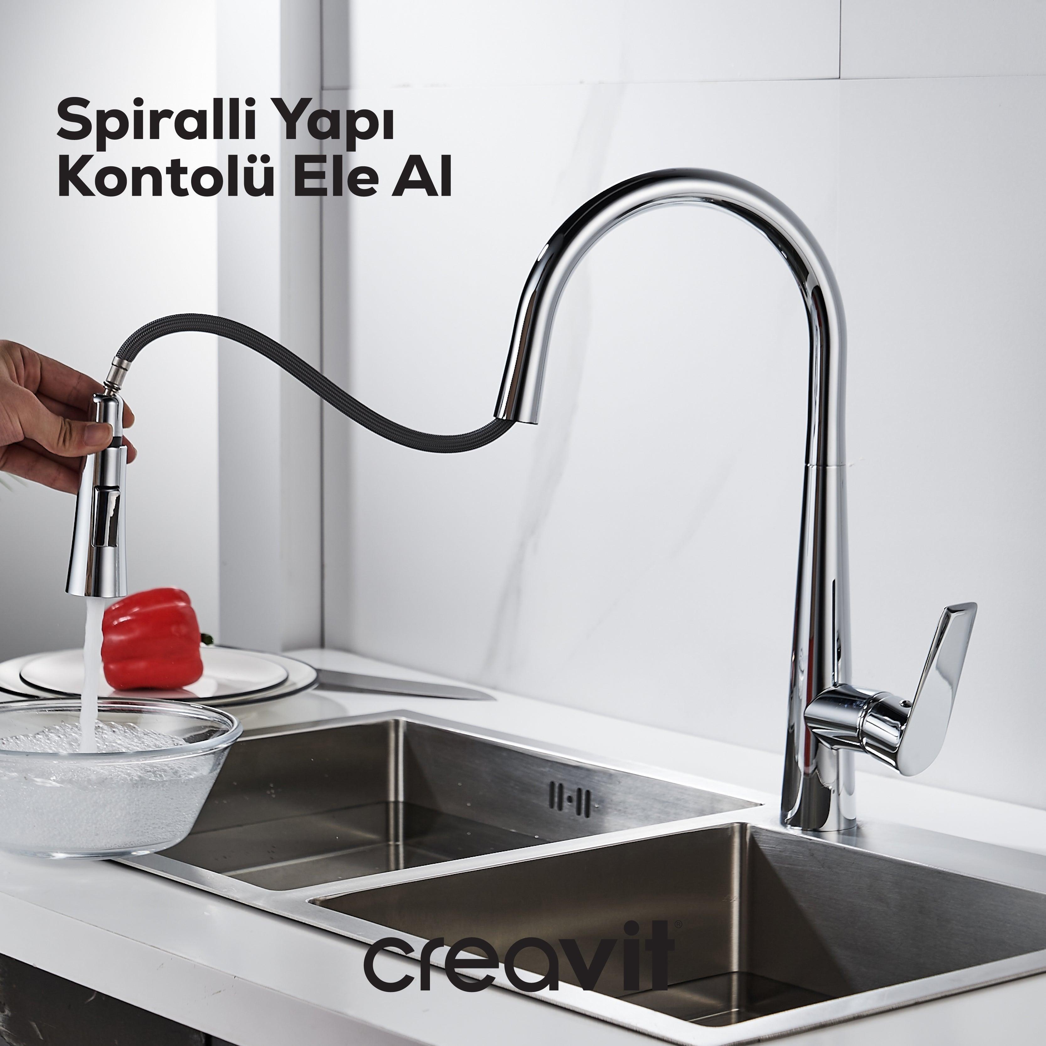 Spiralli Mutfak Armatürü Krom