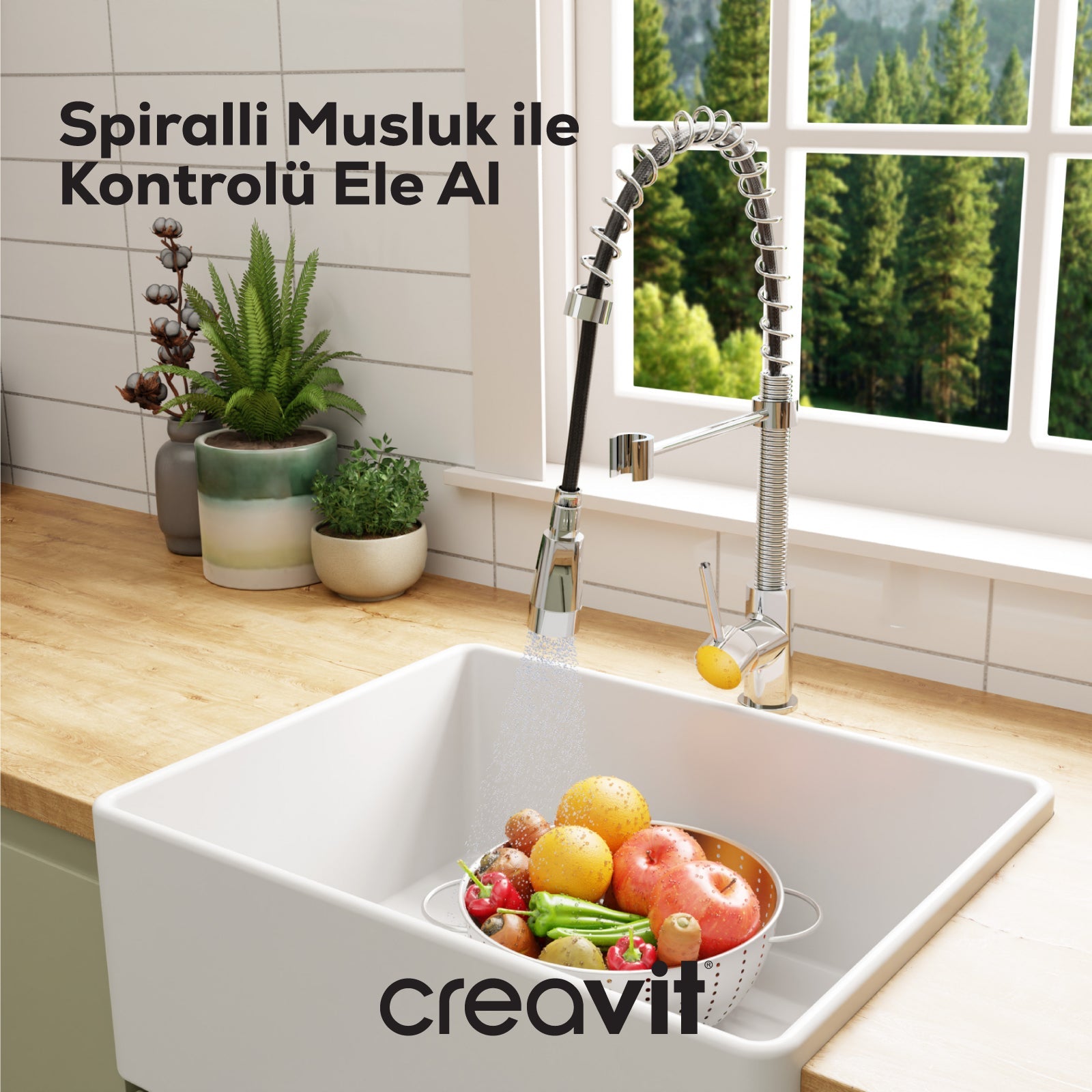Spiralli Mutfak Armatürü Krom