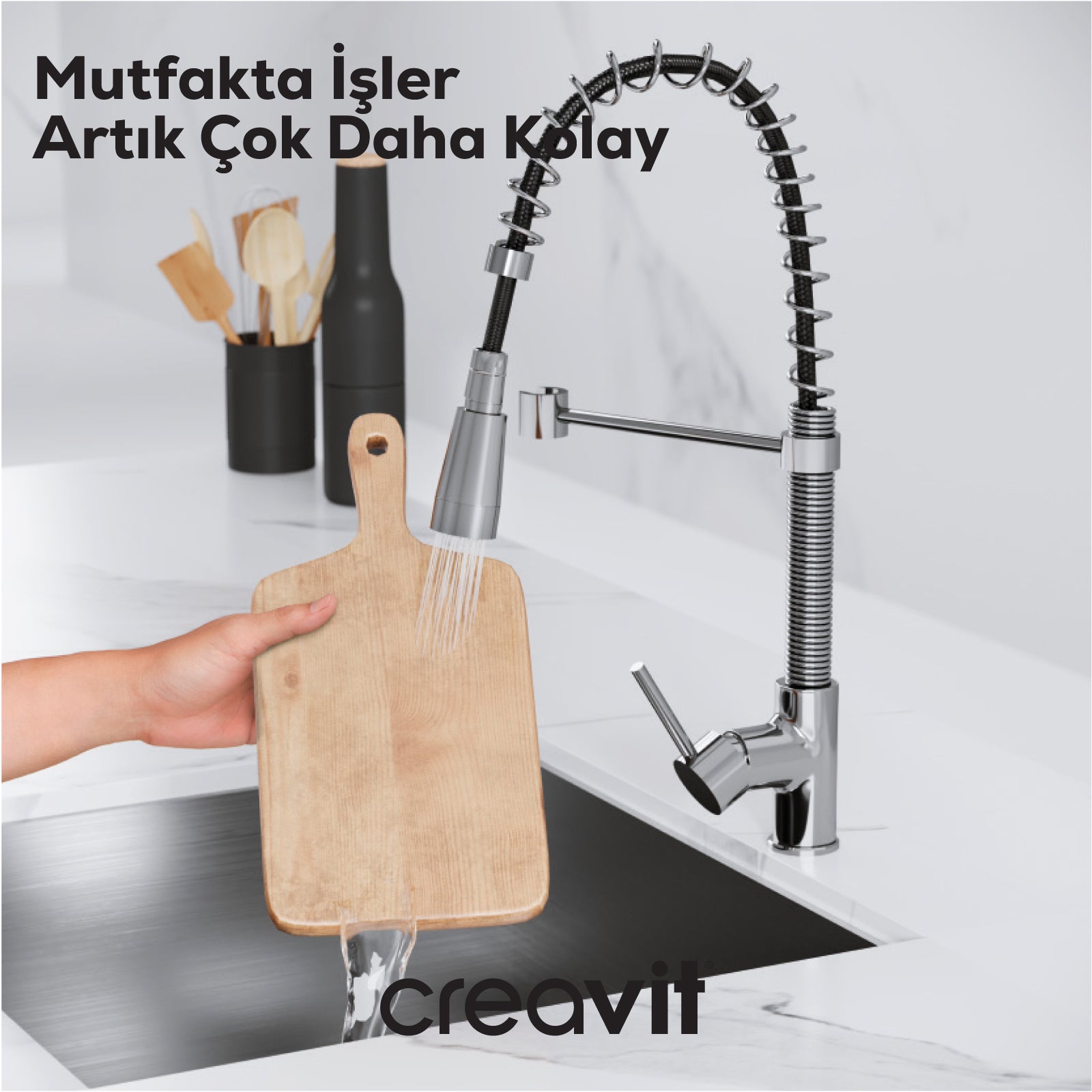 Spiralli Mutfak Armatürü Krom