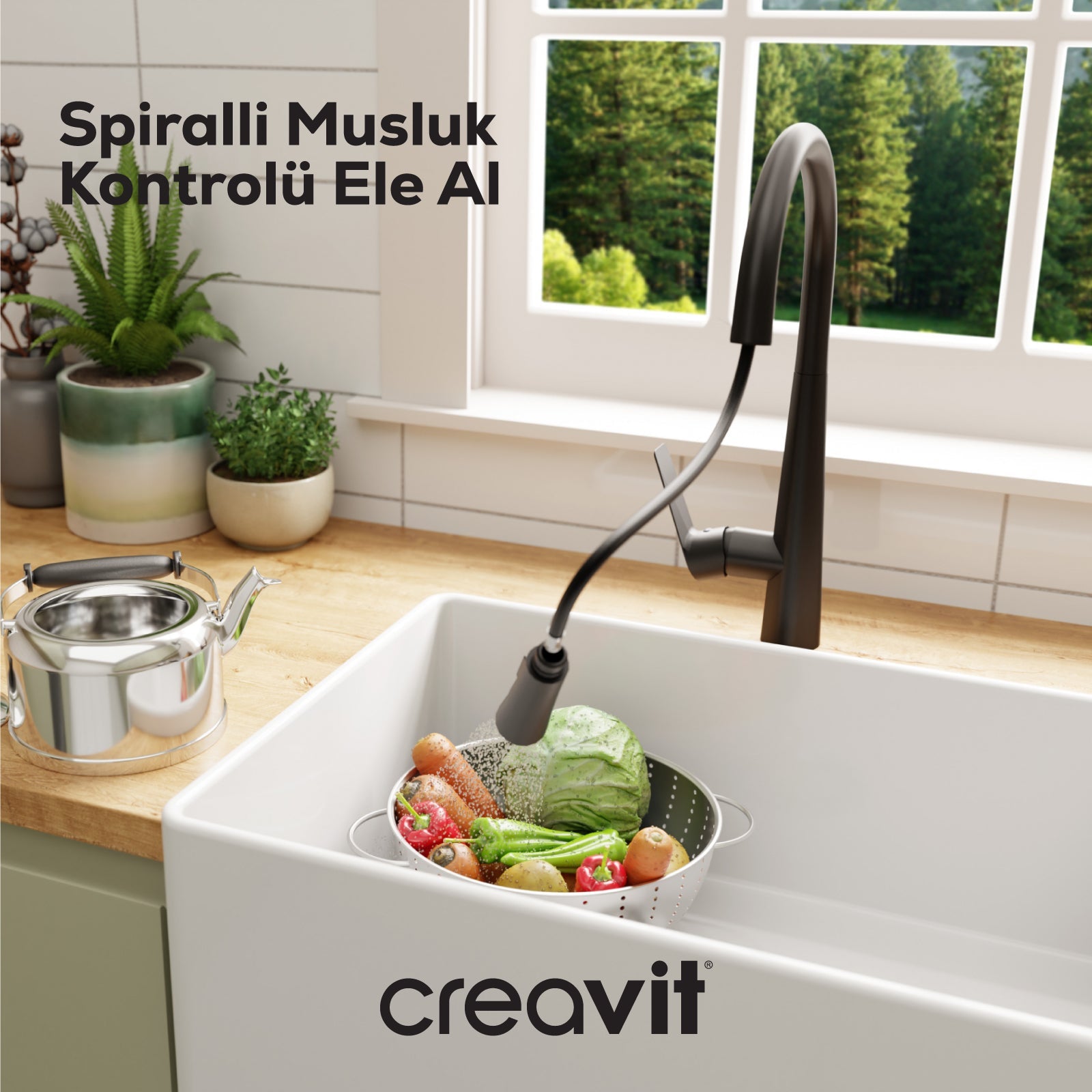 Spiralli Mutfak Armatürü Mat Siyah