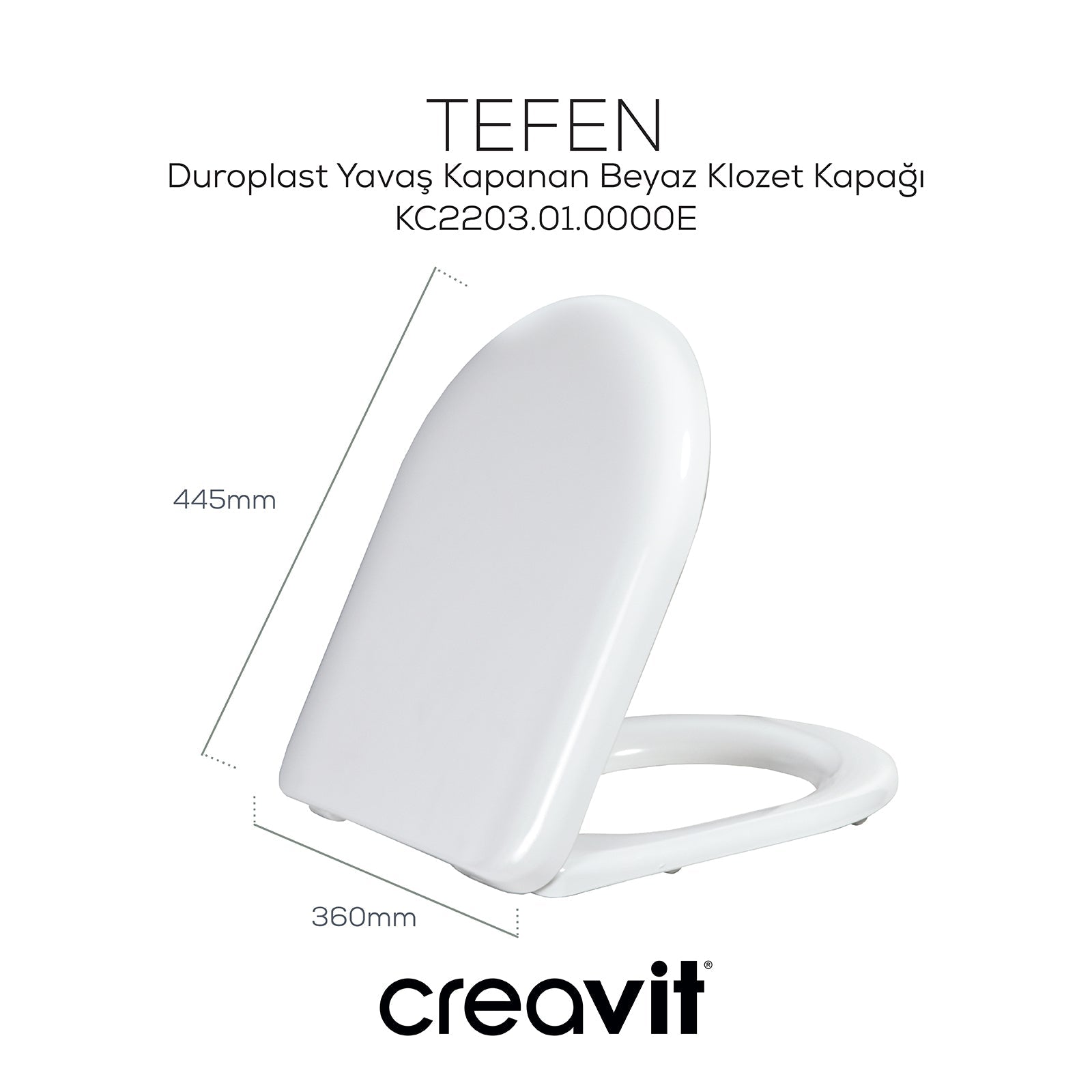 Tefen Duroplast Toilettensitz mit langsamem Schließen, Weiß