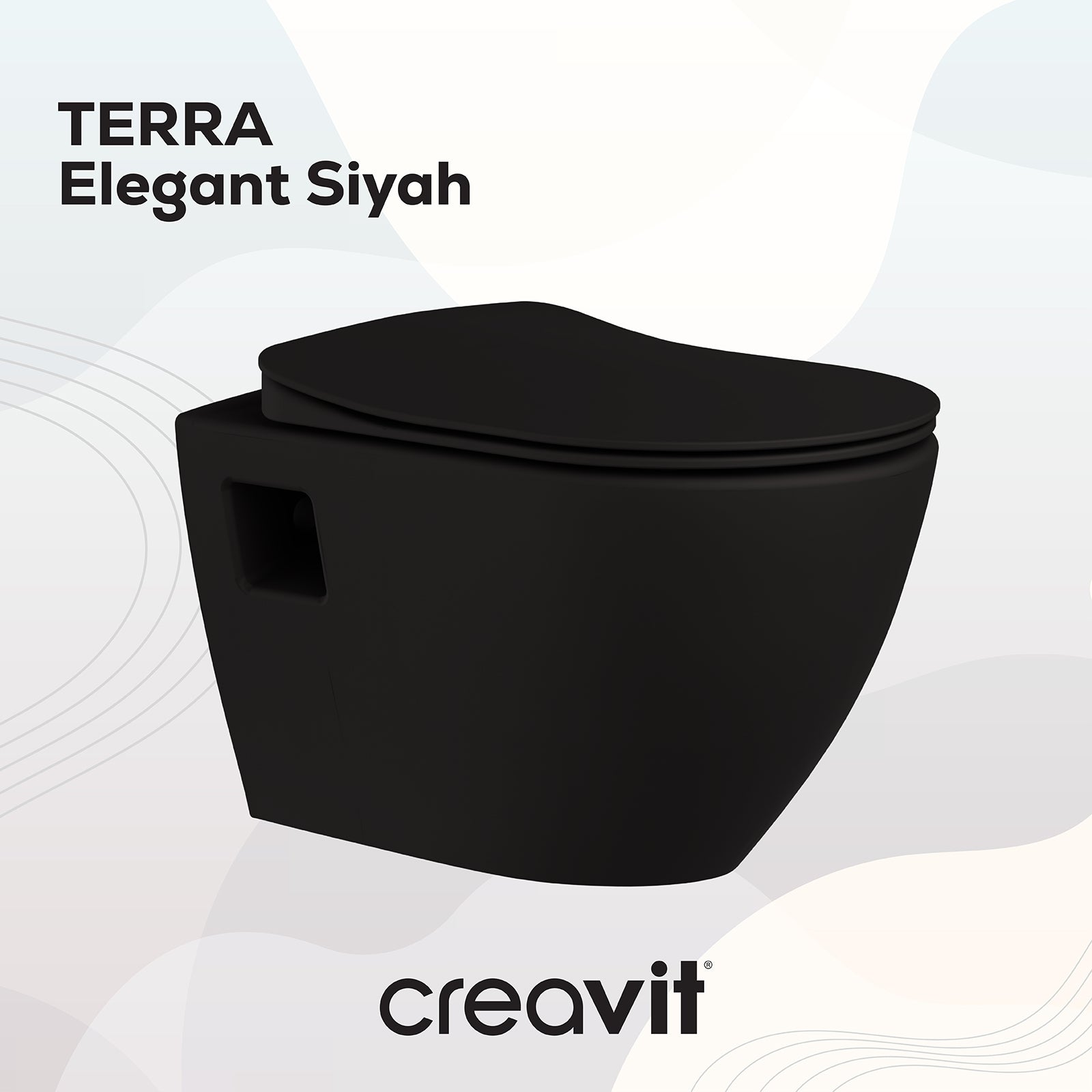 Terra Wand-WC + Duroplast Slow-Close WC-Sitz Mattschwarz - Set