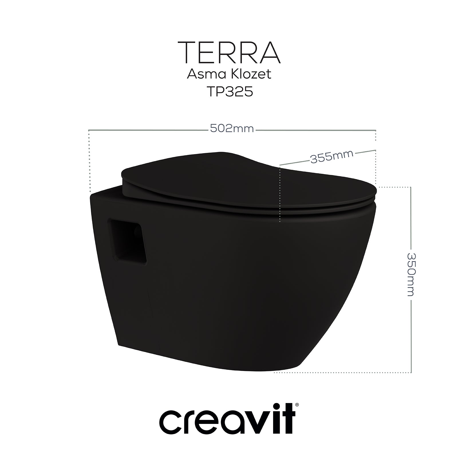 Terra Wand-WC + Duroplast Slow-Close WC-Sitz Mattschwarz - Set