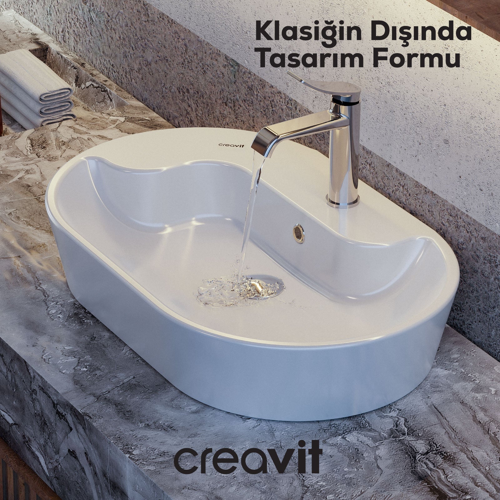 Topic Countertop Bowl Sink 70cm White