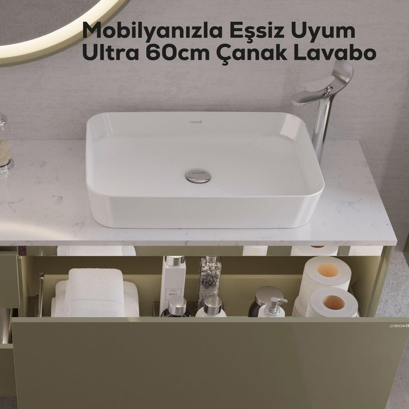 Ultra Rectangular Bowl Sink 60 cm White