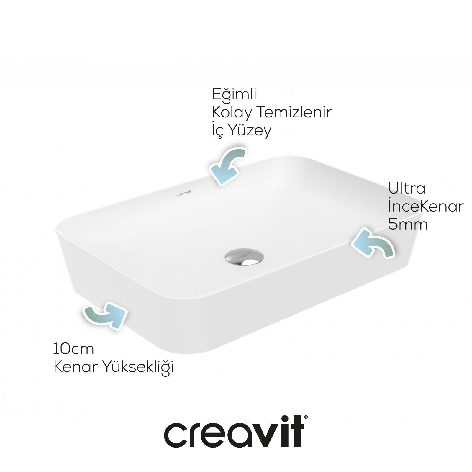 Ultra Rectangular Bowl Sink 60 cm White
