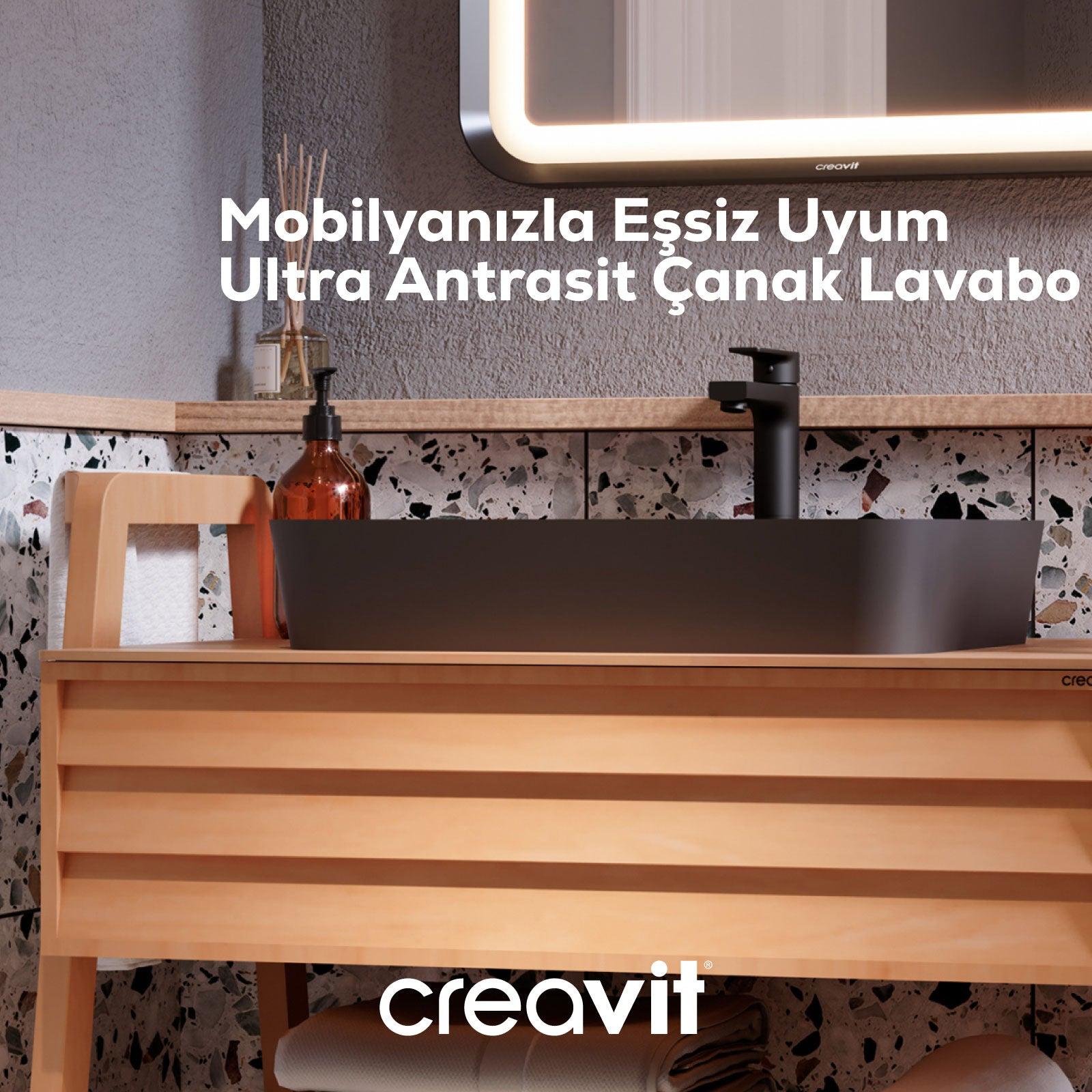 Ultra Dikdörtgen Çanak Lavabo 60 cm Mat Antrasit