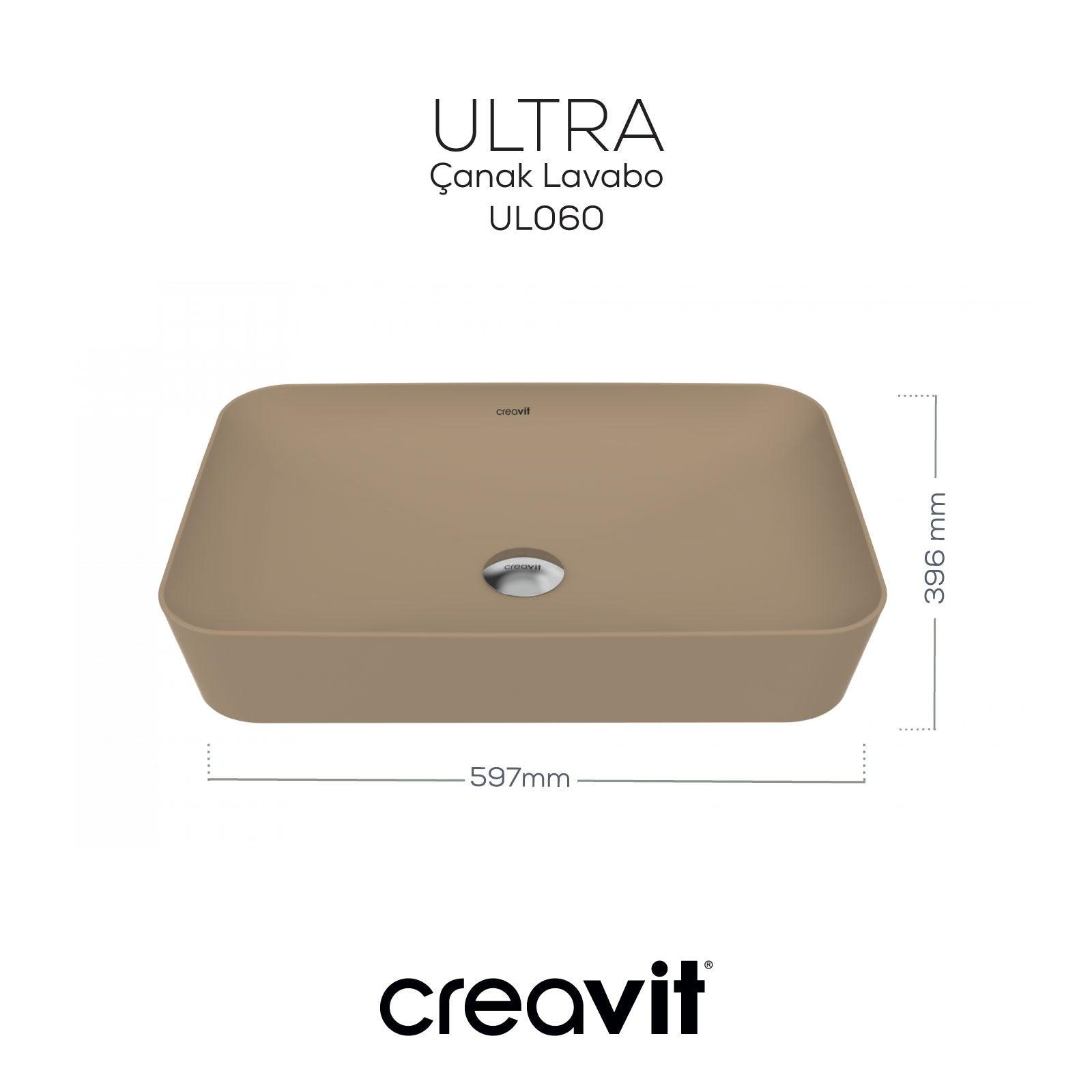 Ultra Dikdörtgen Çanak Lavabo 60 cm Mat Cappucino