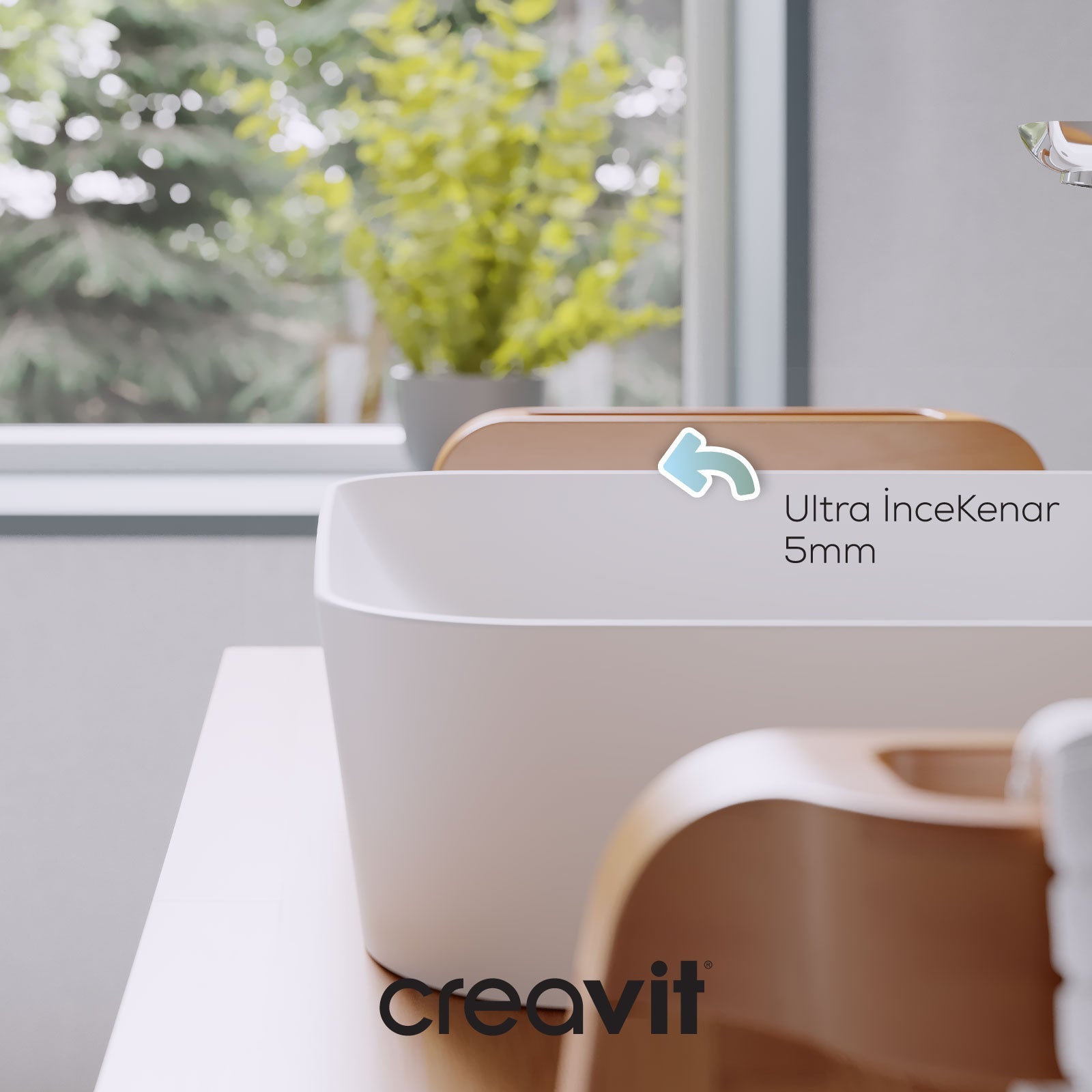 Ultra Square Bowl Sink 40cm White