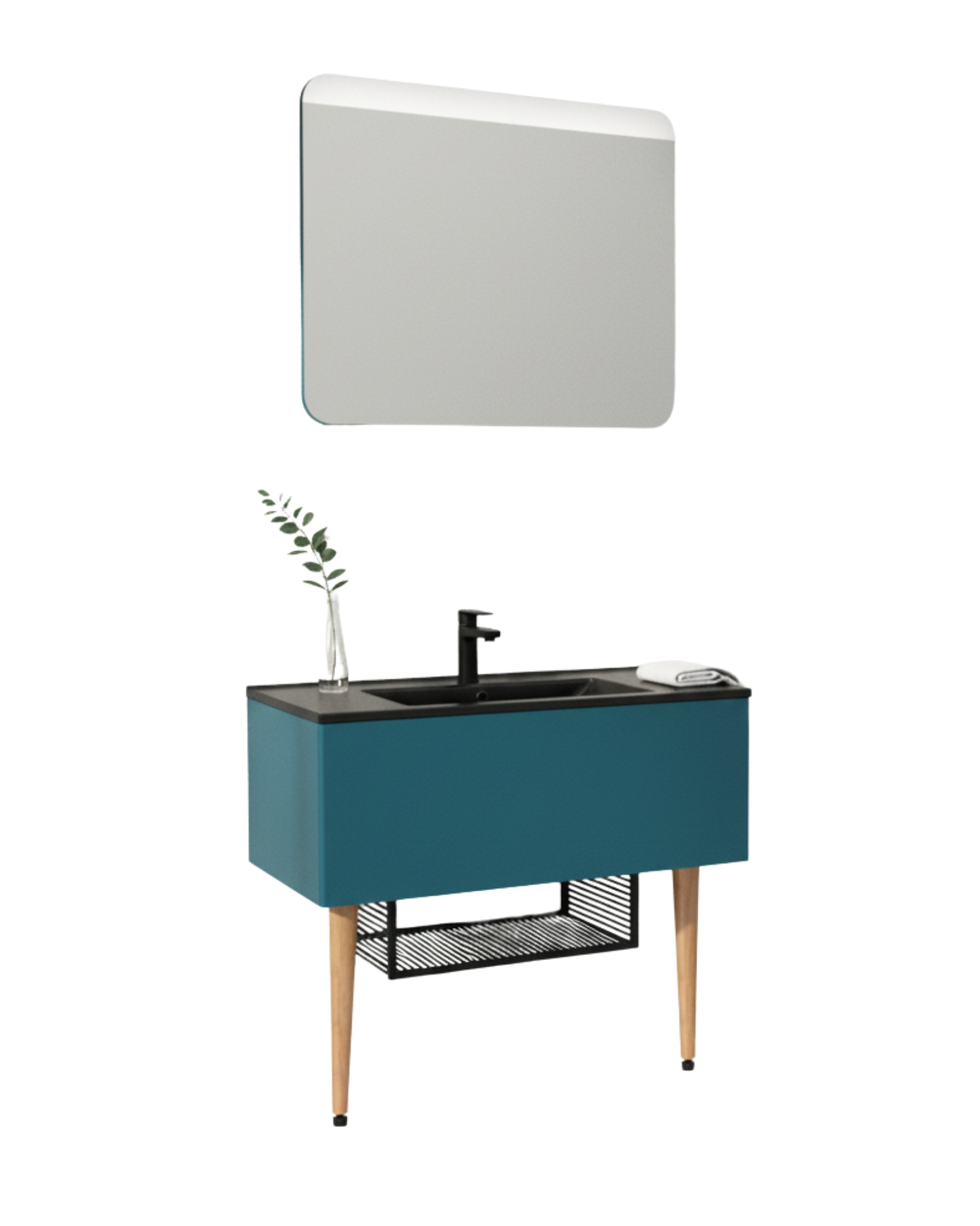 Zeon 100 Cm Lavabo Dolabı Azure ve Led Ayna