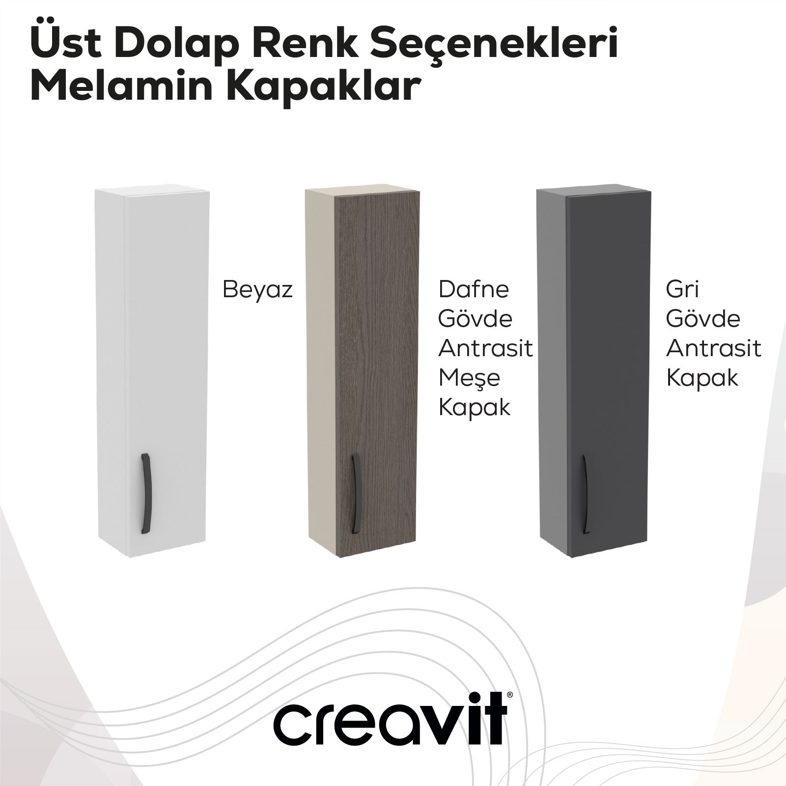 D10 20 cm Sağ Üst Dolap Beyaz Melamin Gövde - Creavit | Banyo Bu Tarafta