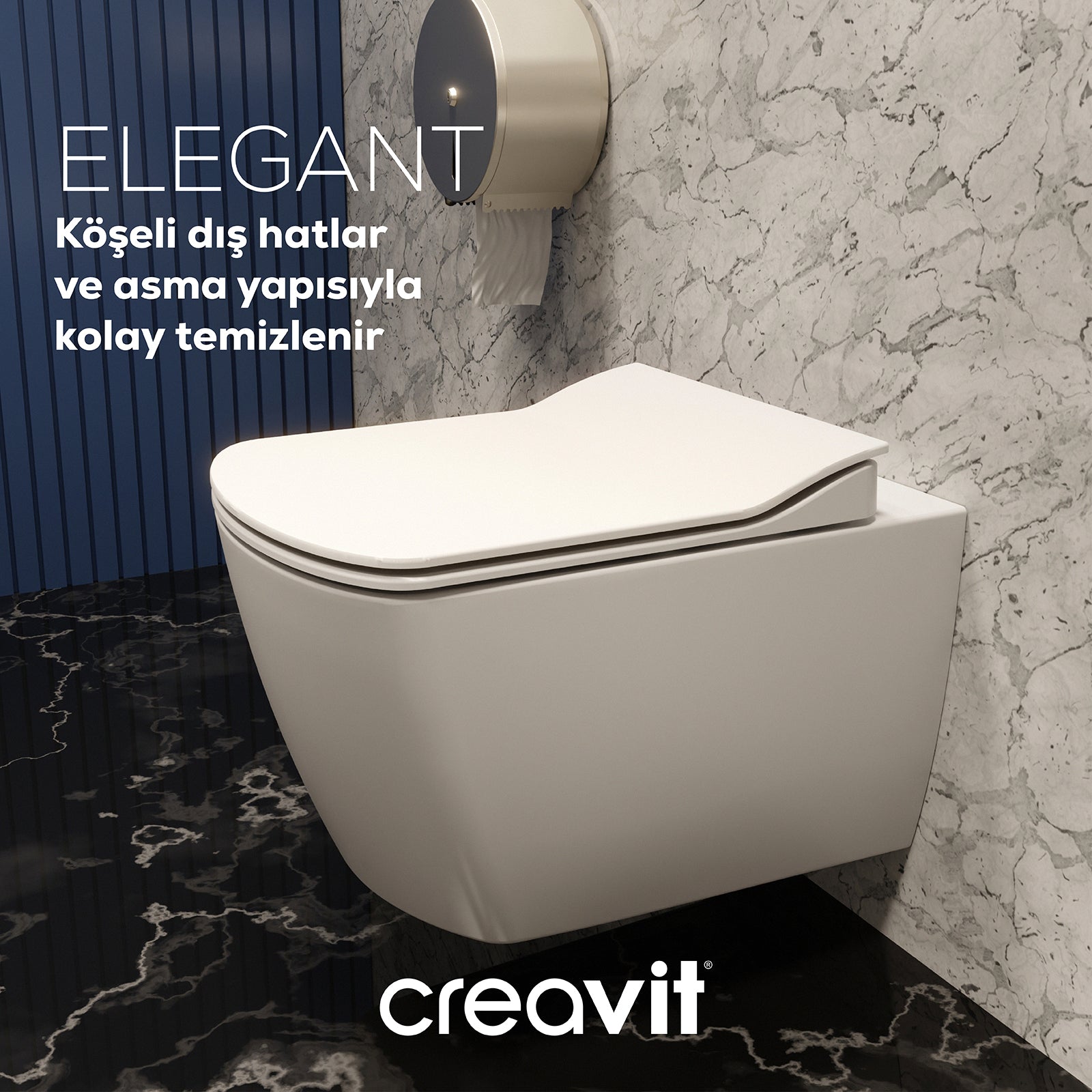 Elegant Rim-Off Asma Klozet Beyaz - Creavit | Banyo Bu Tarafta